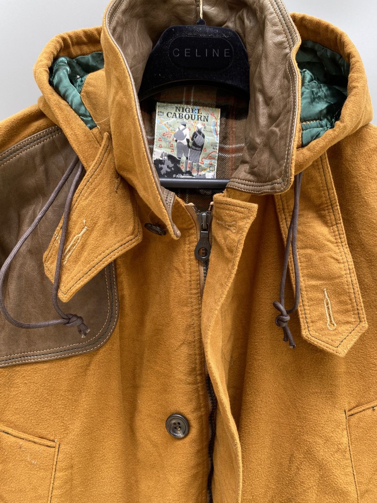 Nigel Cabourn 1980s - Nigel Cabourn- Moleskin/Leather Hunting Parka Size US XL / EU 56 / 4 - 7 Thumbnail