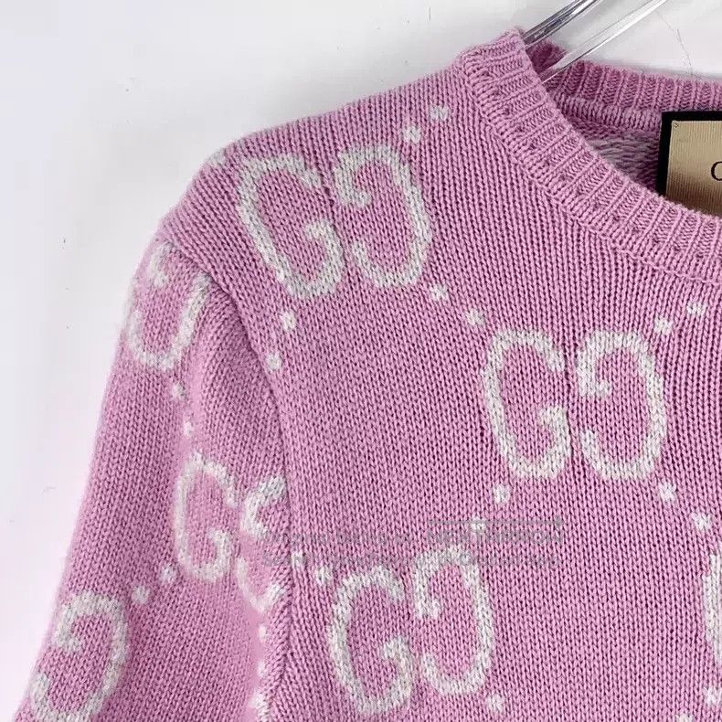 Gucci Gucci Pink logo jacquad full printed wool round-neck short Size XS / US 0-2 / IT 36-38 - 3 Thumbnail