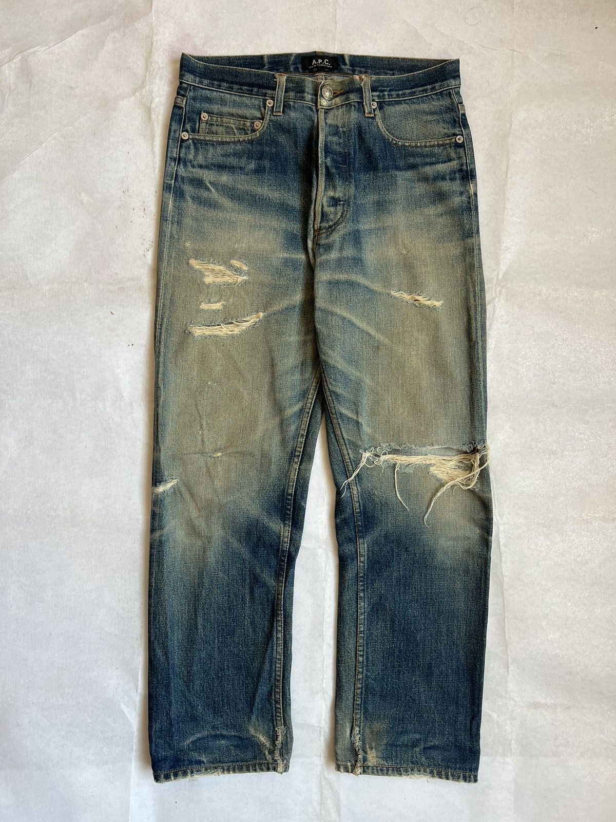 A.P.C. APC Dirty Wash Selvedge Distressed Denim Rare Size US 30 / EU 46 - 1 Thumbnail