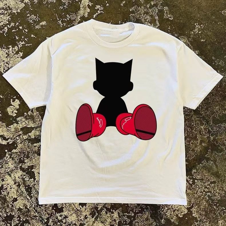 Vintage White casual retro cartoon print cotton t-shirt Size US M / EU 48-50 / 2 - 1 Thumbnail