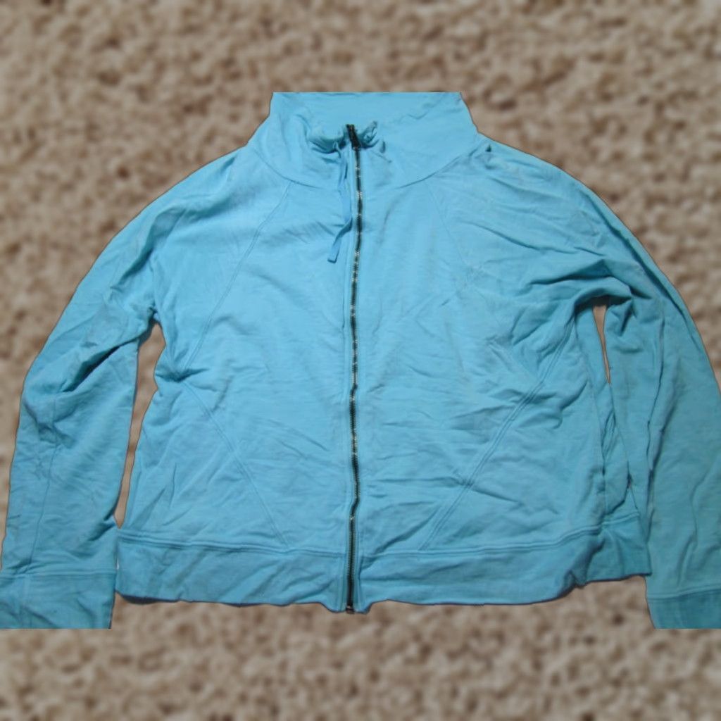 Vintage Fresh Produce Womens Basic Jacket Blue Outerwear L Size Blue Pockets Zip Casual Long Sleeve Solid Pattern Jacket Size L / US 10 / IT 46 - 1 Thumbnail