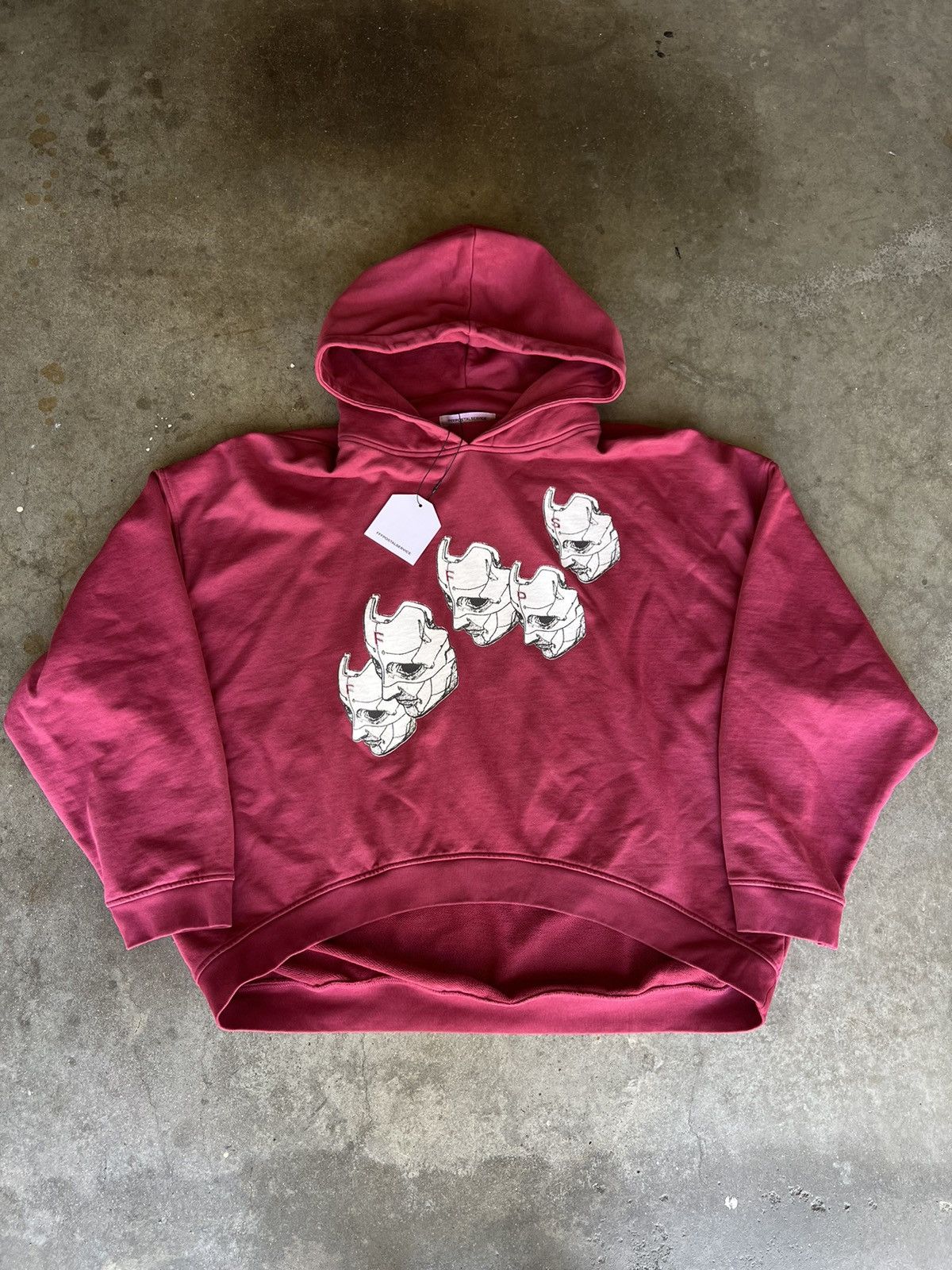 FFFPOSTALSERVICE FFFPostalService FFFace Round Hem Hoodie Red Size US XL / EU 56 / 4 - 2 Thumbnail