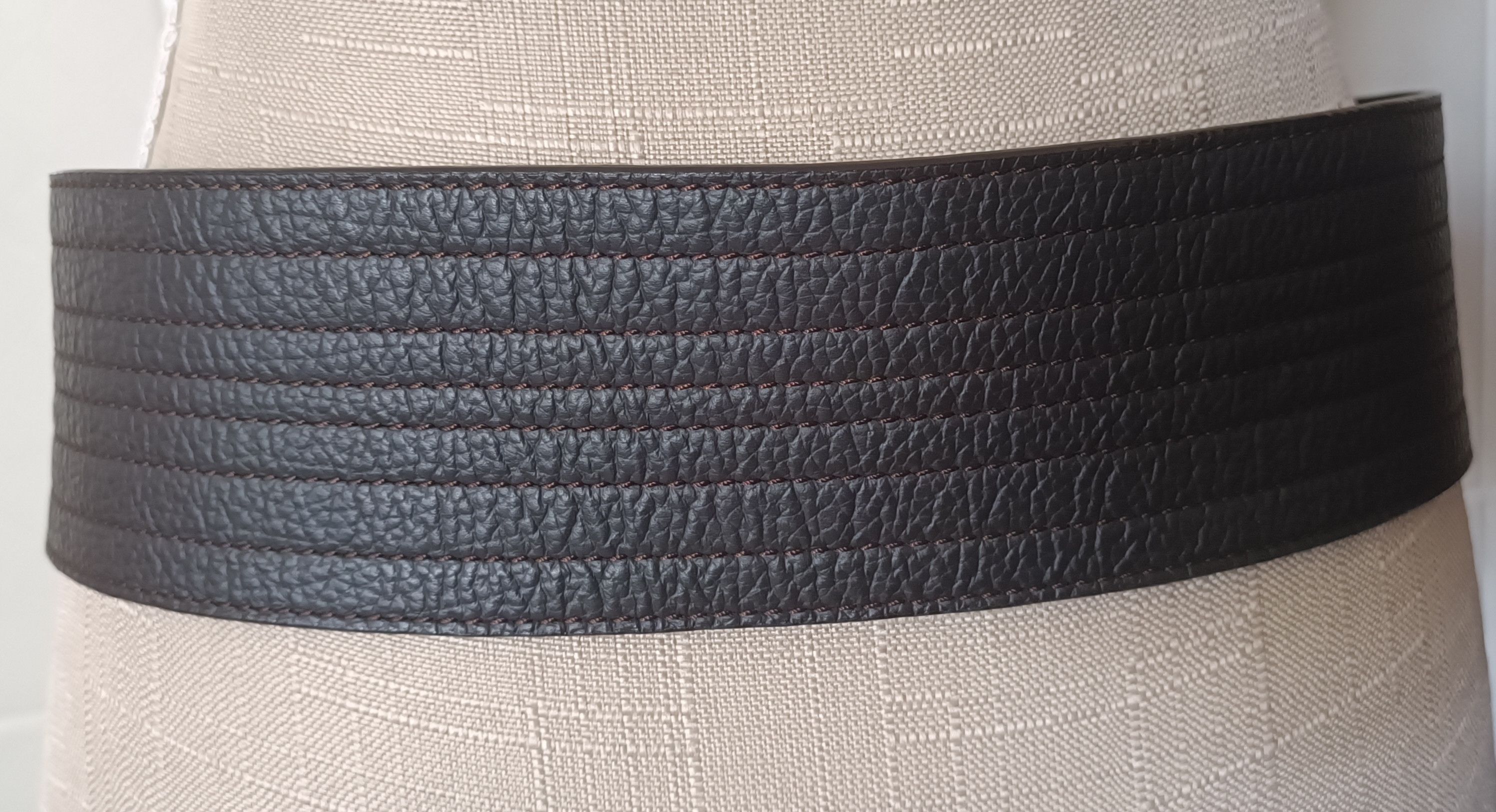 Jean Paul Gaultier 2 overlapping belts in dark brown leather Size ONE SIZE - 6 Thumbnail