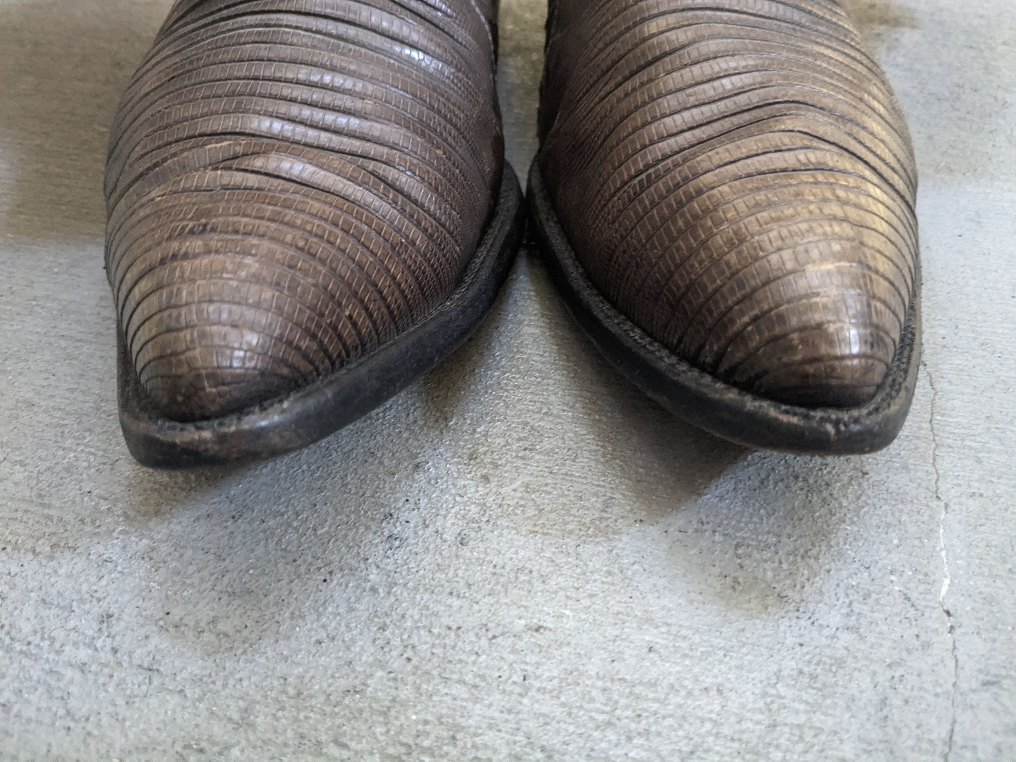 Genuine Leather Panhandle Slim Cowboy Boots 10.5 D Lizard Olive Black 10.5 Size US 10.5 / EU 43-44 - 4 Thumbnail