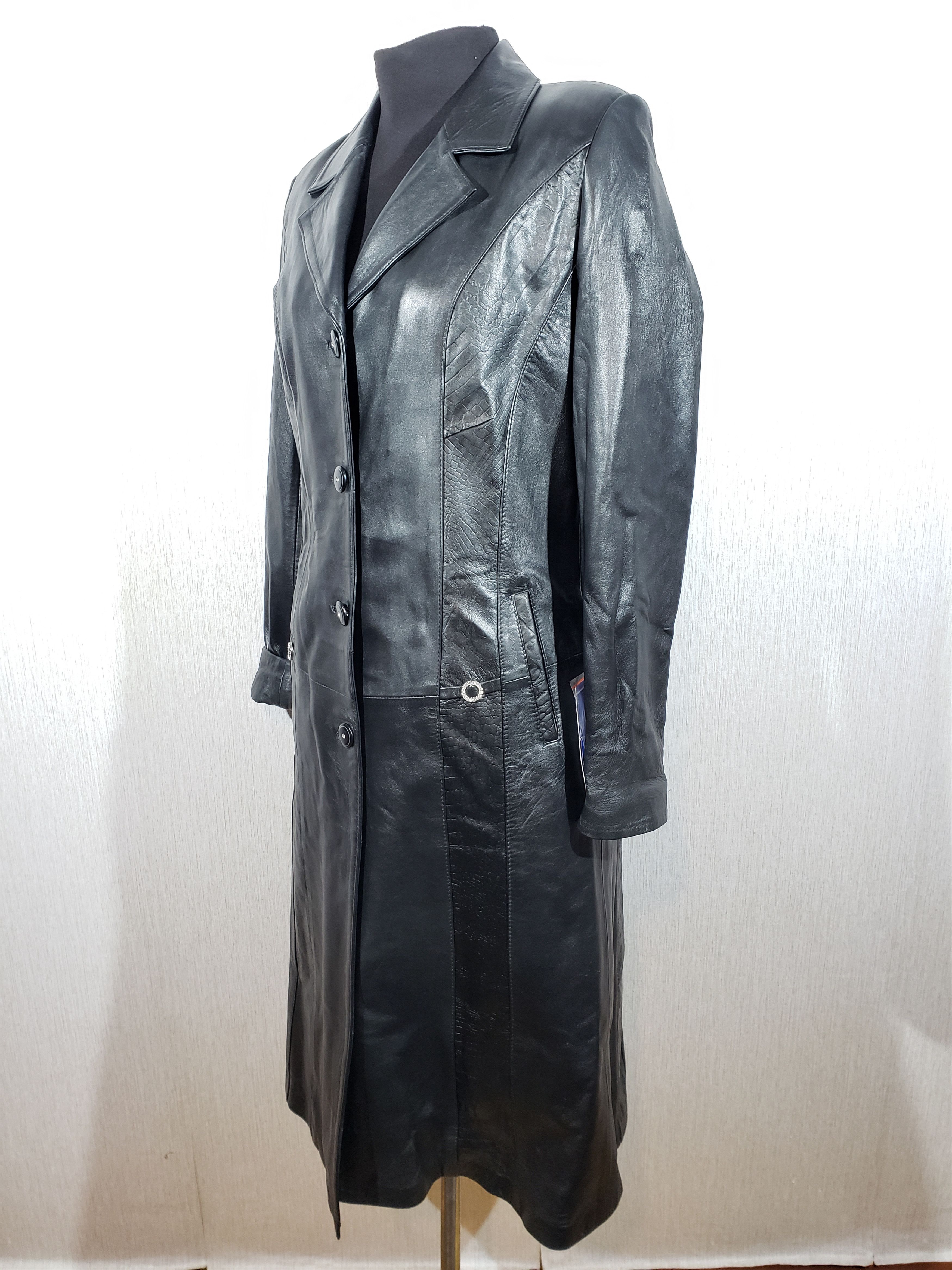 Other Stylish women's long leather jacket. Size L / US 10 / IT 46 - 4 Thumbnail