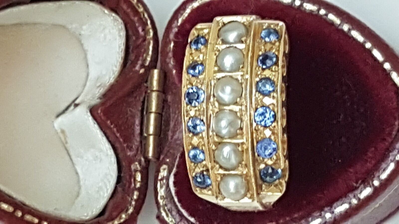 Other Antique 14k Yellow Gold 1.20ctw Sapphire Seed Pearl Ring Size ONE SIZE - 2 Thumbnail
