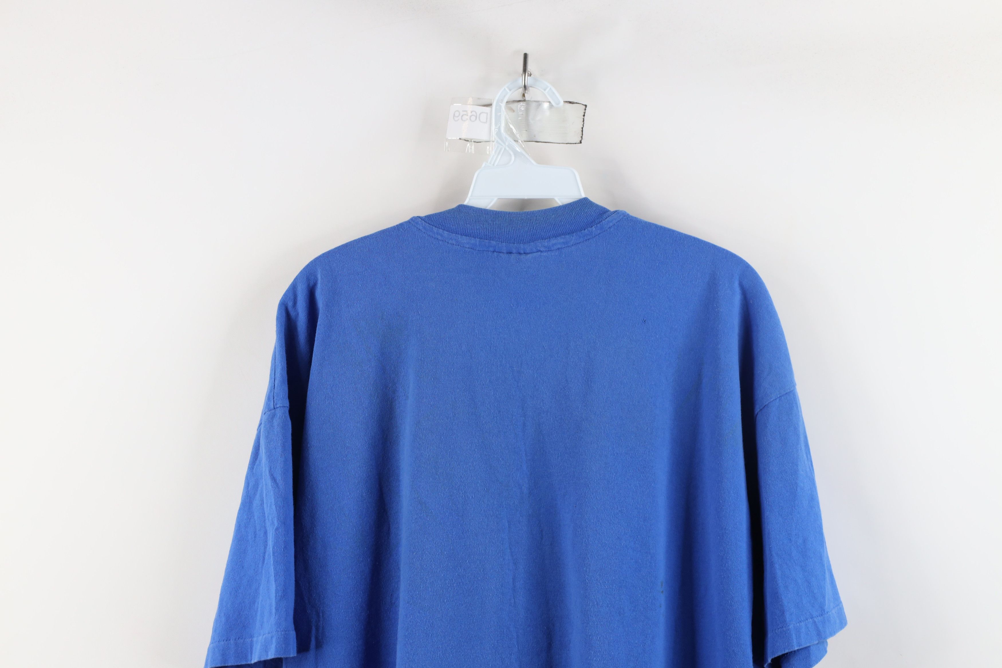 Hanes × Vintage Vintage 90s Hanes Blank Heavy Cotton Pocket T-Shirt Blue USA Size US XL / EU 56 / 4 - 12 Thumbnail