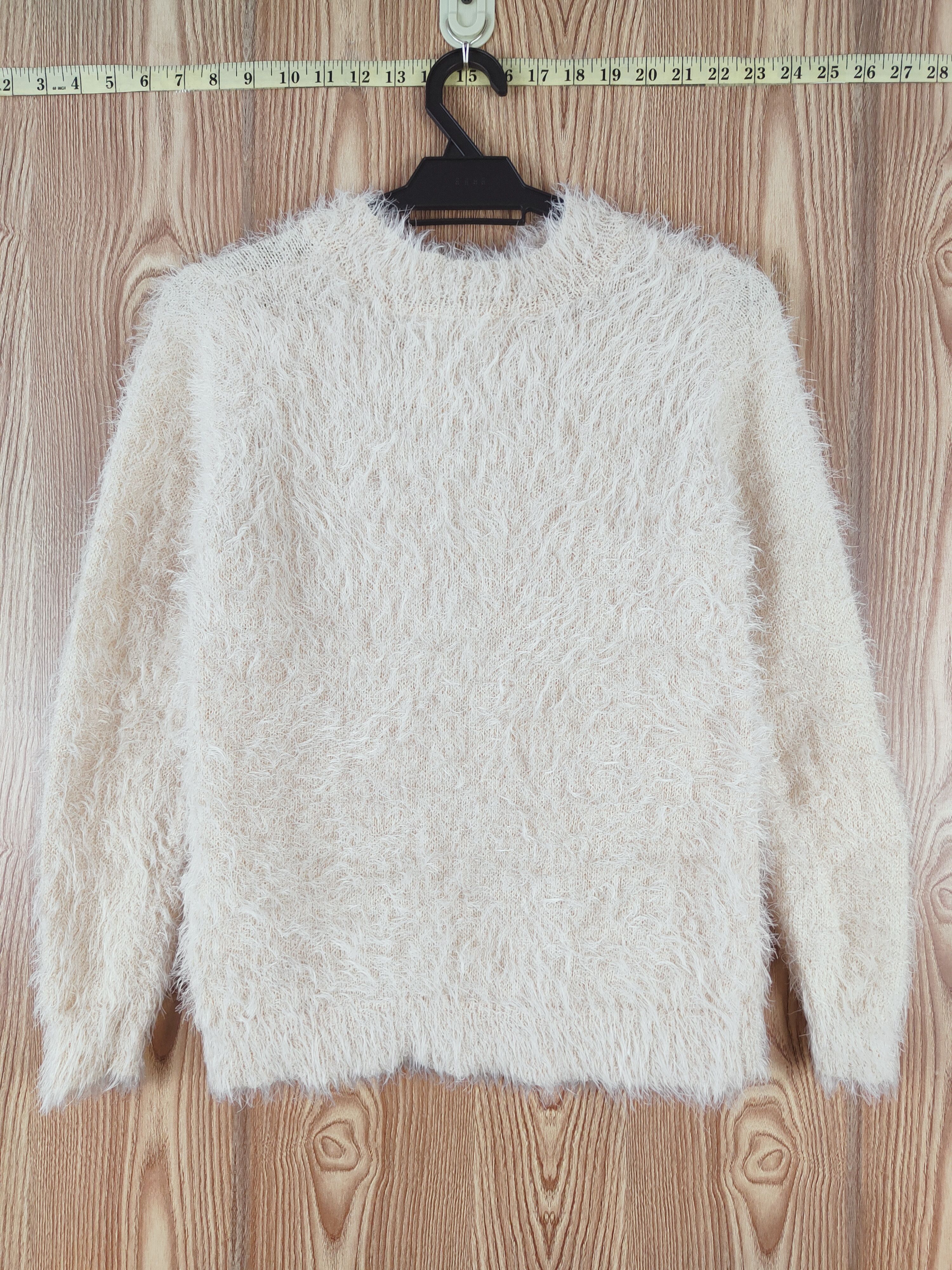 Japanese Brand E Hypen World Gallery Beige Fur Mohair Sweatshirts #W466 Size S / US 4 / IT 40 - 7 Thumbnail