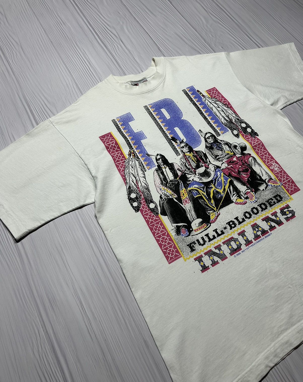 Vintage Rare Vintage 1995 Full Blooded Indians American T-Shirt Size US XL / EU 56 / 4 - 3 Thumbnail