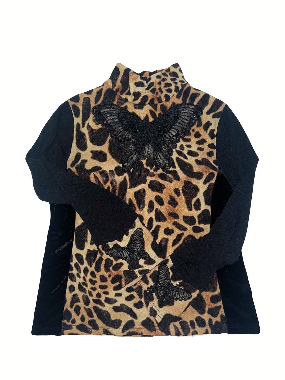 Dolce & Gabbana Y2K butterfly leopard turtle neck top🦋 🐆 Size ONE SIZE - 2 Thumbnail