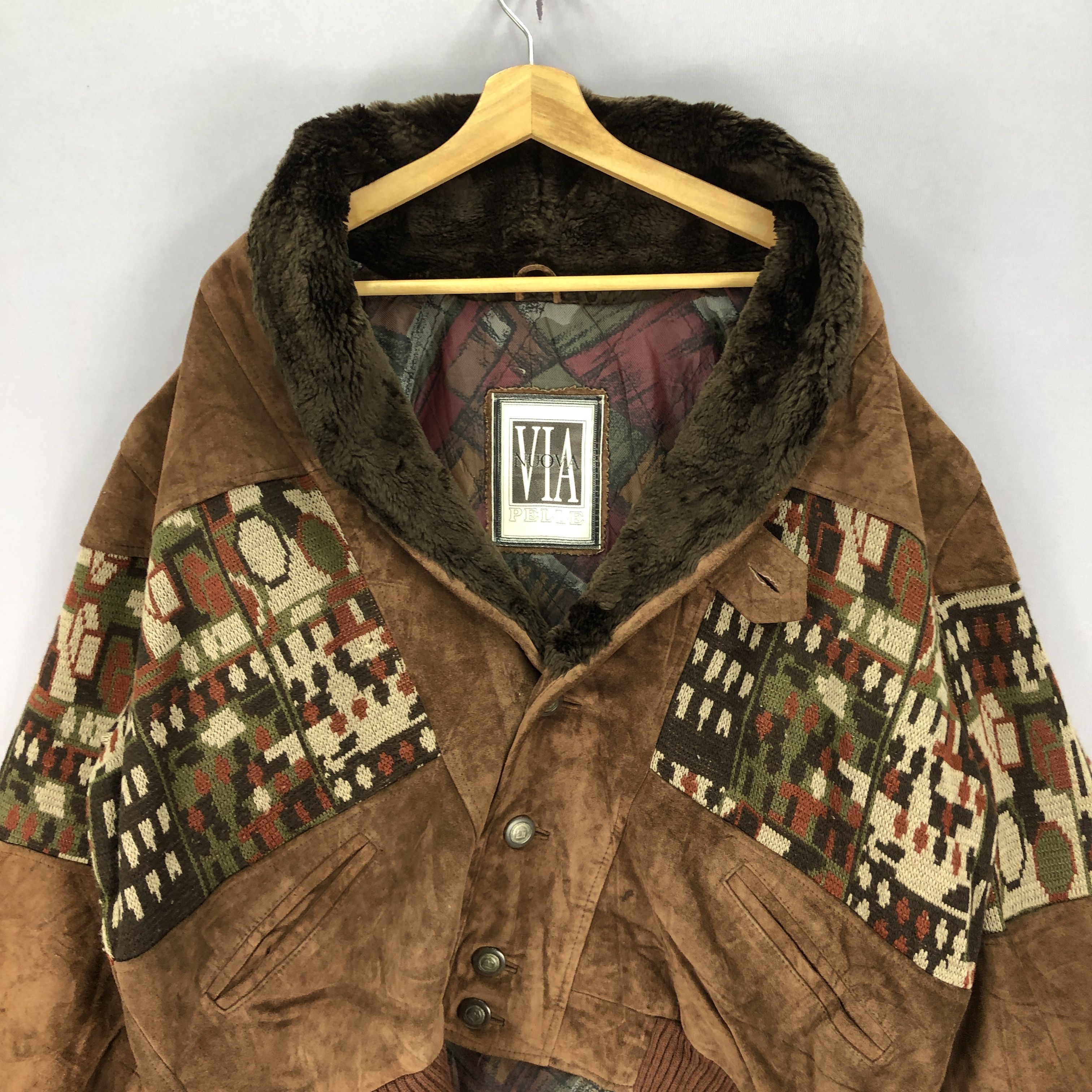 Japanese Brand × Vintage Vintage Via Nouva Pelle Leather Shearling Lining Jacket Size US XL / EU 56 / 4 - 5 Thumbnail