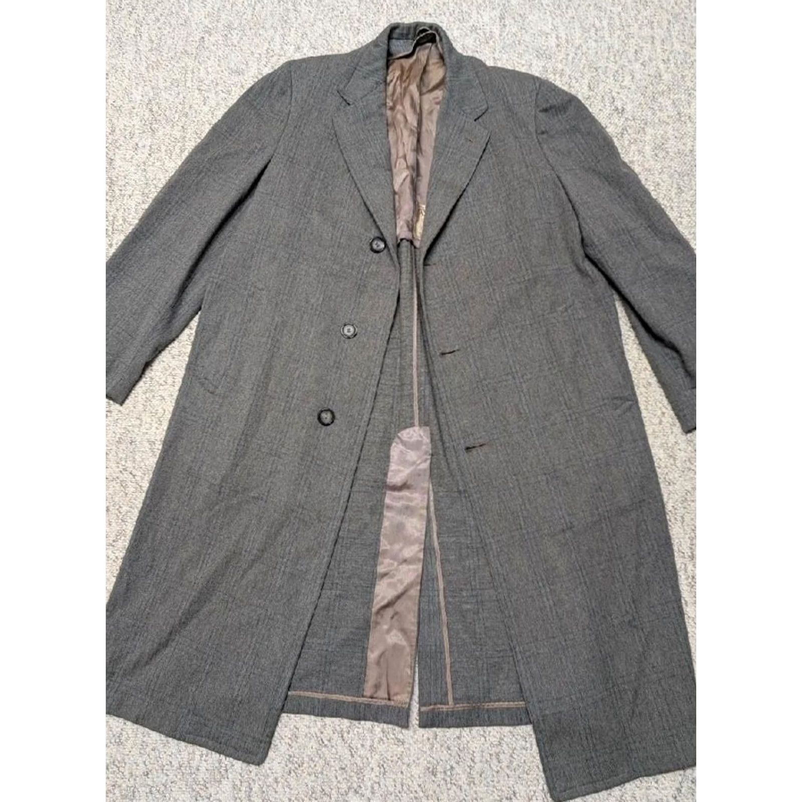 Atomic VINTAGE Botany 500 overcoat Shirt XL gray Plaid Donegal Wool England 1950s United States Mens Size US XL / EU 56 / 4 - 3 Thumbnail