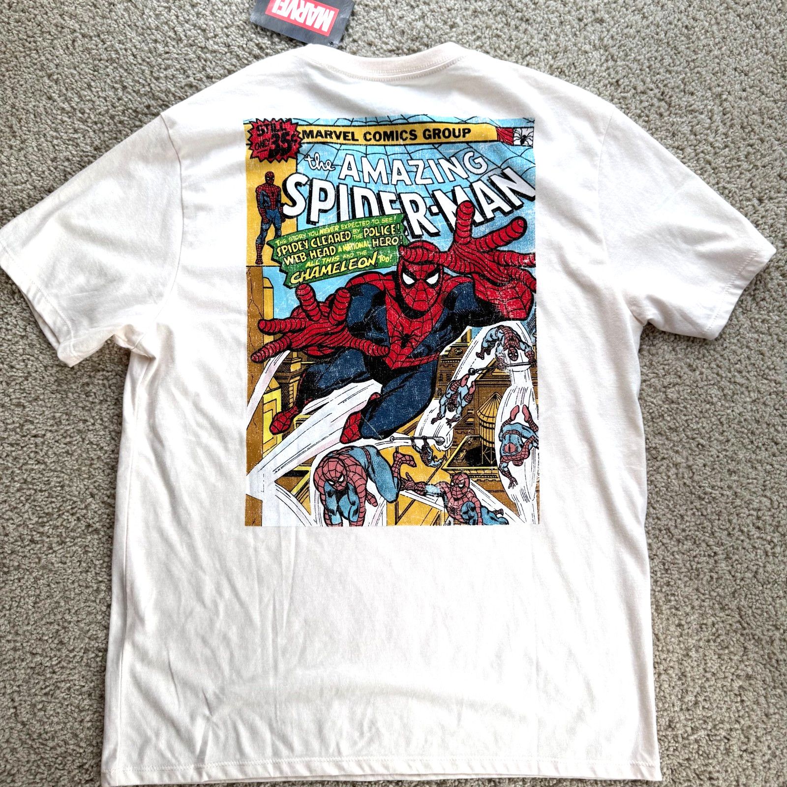 Marvel Comics Marvel Spider Man Comic Tee Large Cream Vintage Graphic Size US L / EU 52-54 / 3 - 2 Thumbnail