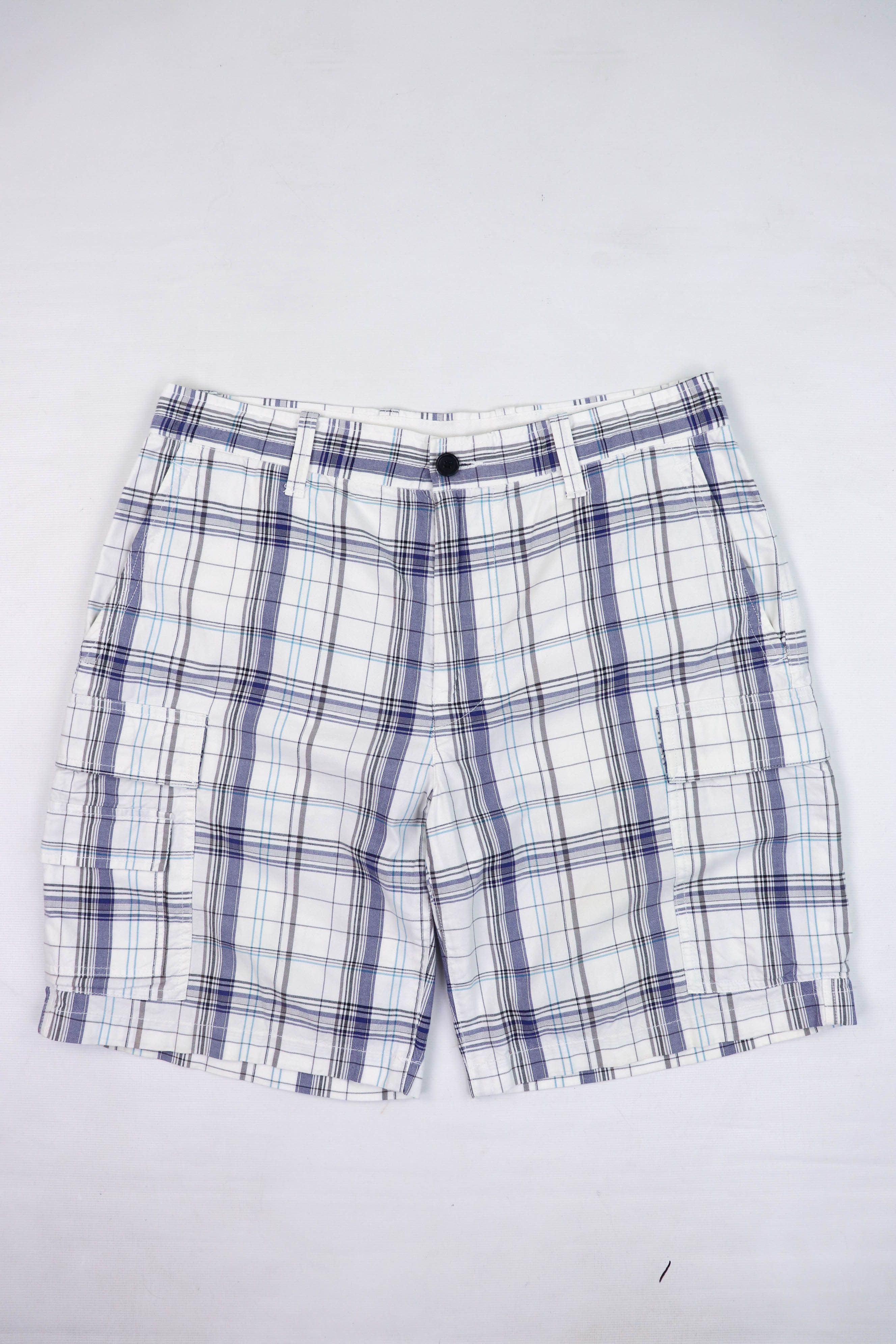 Lacoste Lacoste White Plaid Check Cotton Bermuda Cargo Shorts Size US 33 - 1 Thumbnail