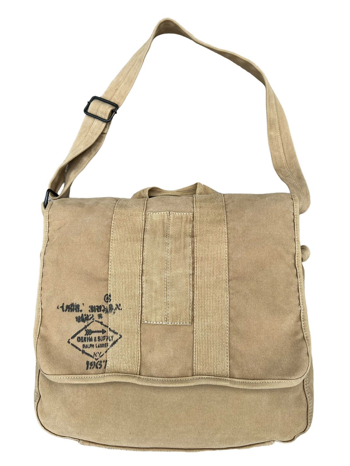 Vintage Ralph Laurent Large Military Messenger Bag in Brown, Men's