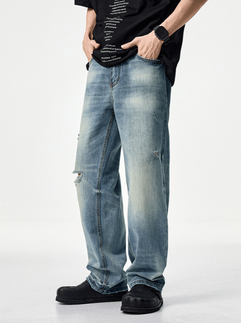 Japanese Brand × Jean Trendy gradient distressed loose American Clanfit jeans y2k Size US 32 / EU 48 - 2 Thumbnail