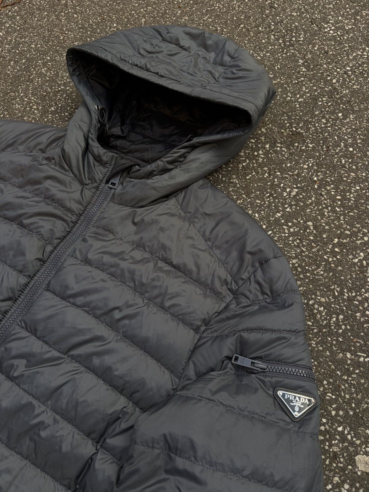 Prada Prada Micro Puffer Jacket – Grey (Size 52 / fits M) Size US L / EU 52-54 / 3 - 2 Thumbnail