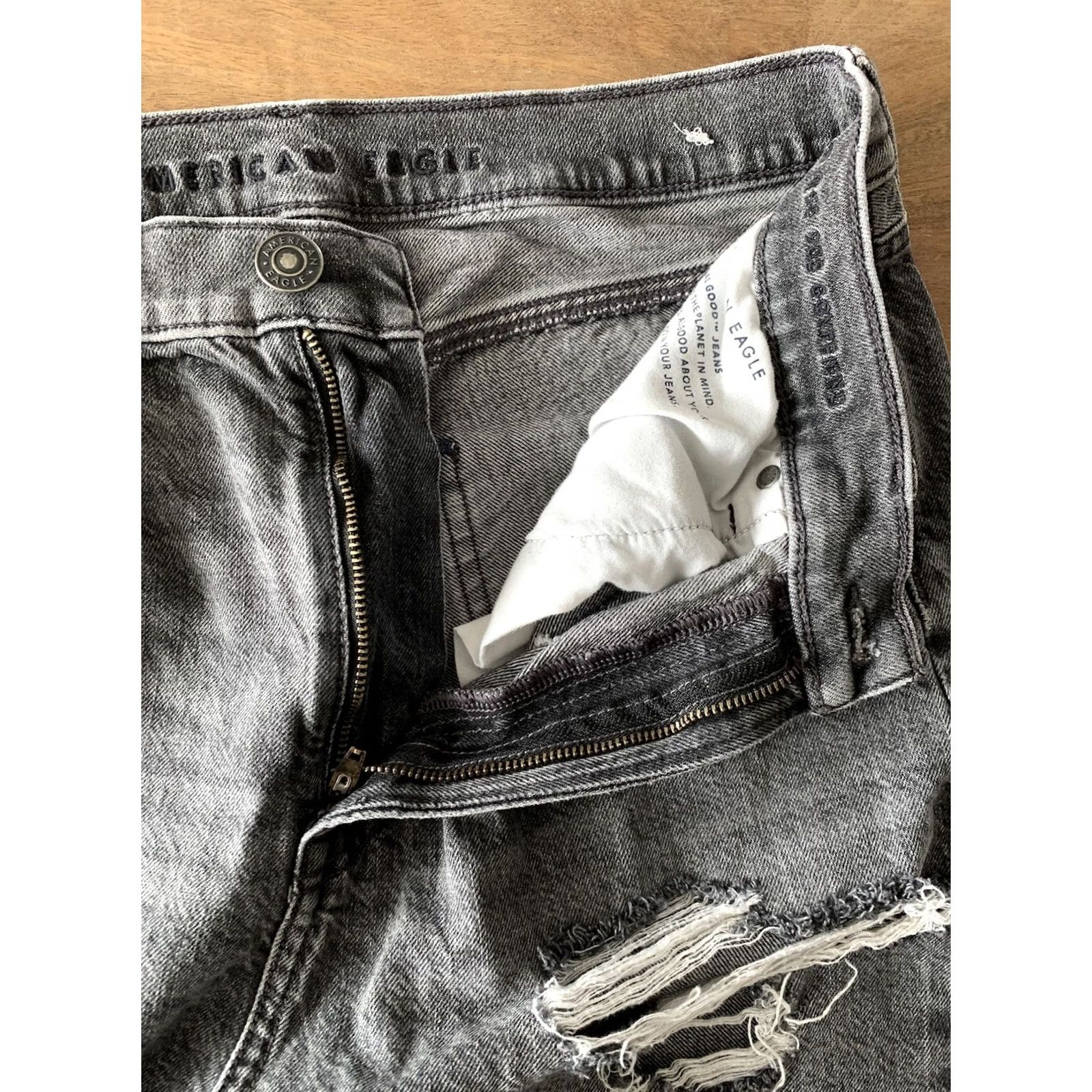 American Eagle Outfitters VINTAGE American Eagle Jeans Womens 12R 30x27 Higher Rise 90s Boyfriend Distressed Black Size 30" / US 8 / IT 44 - 6 Thumbnail