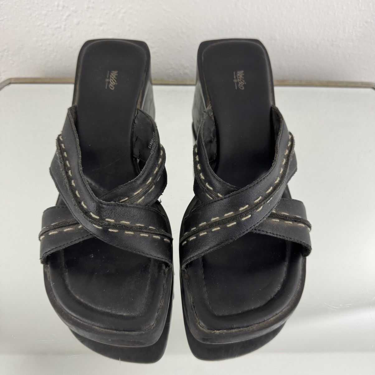 Vintage MOSSIMO Vintage Y2K Black Leather Chunky Platform Sandals Size US 8 / IT 38 - 7 Thumbnail