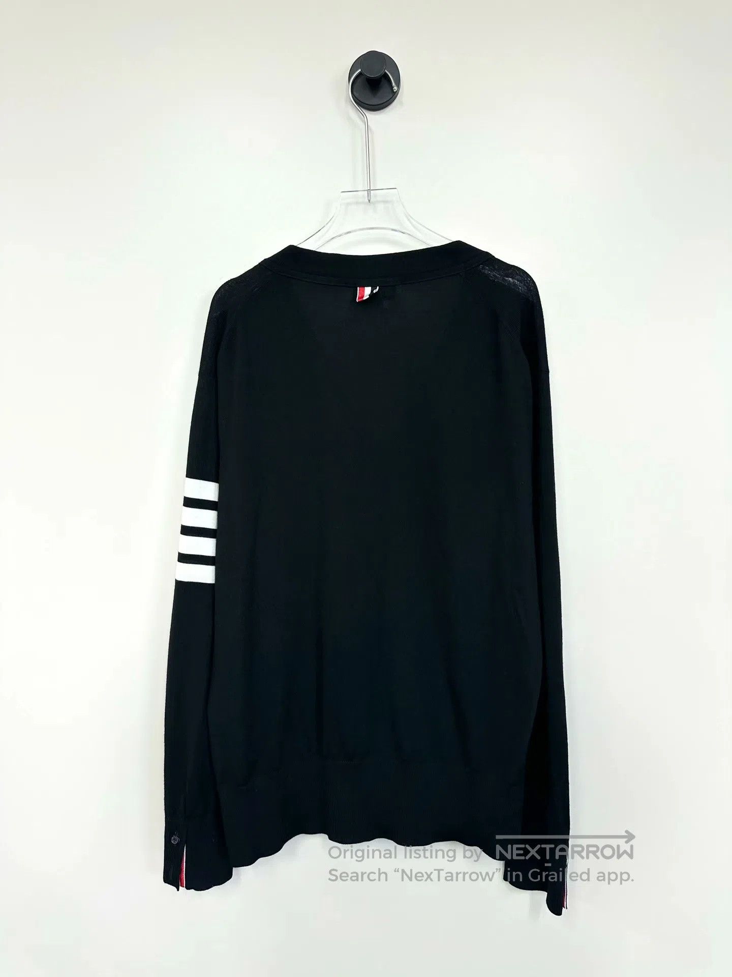 Thom Browne Thom Browne Black Four-Stripe Wool Cardigan| Size US XL / EU 56 / 4 - 2 Thumbnail