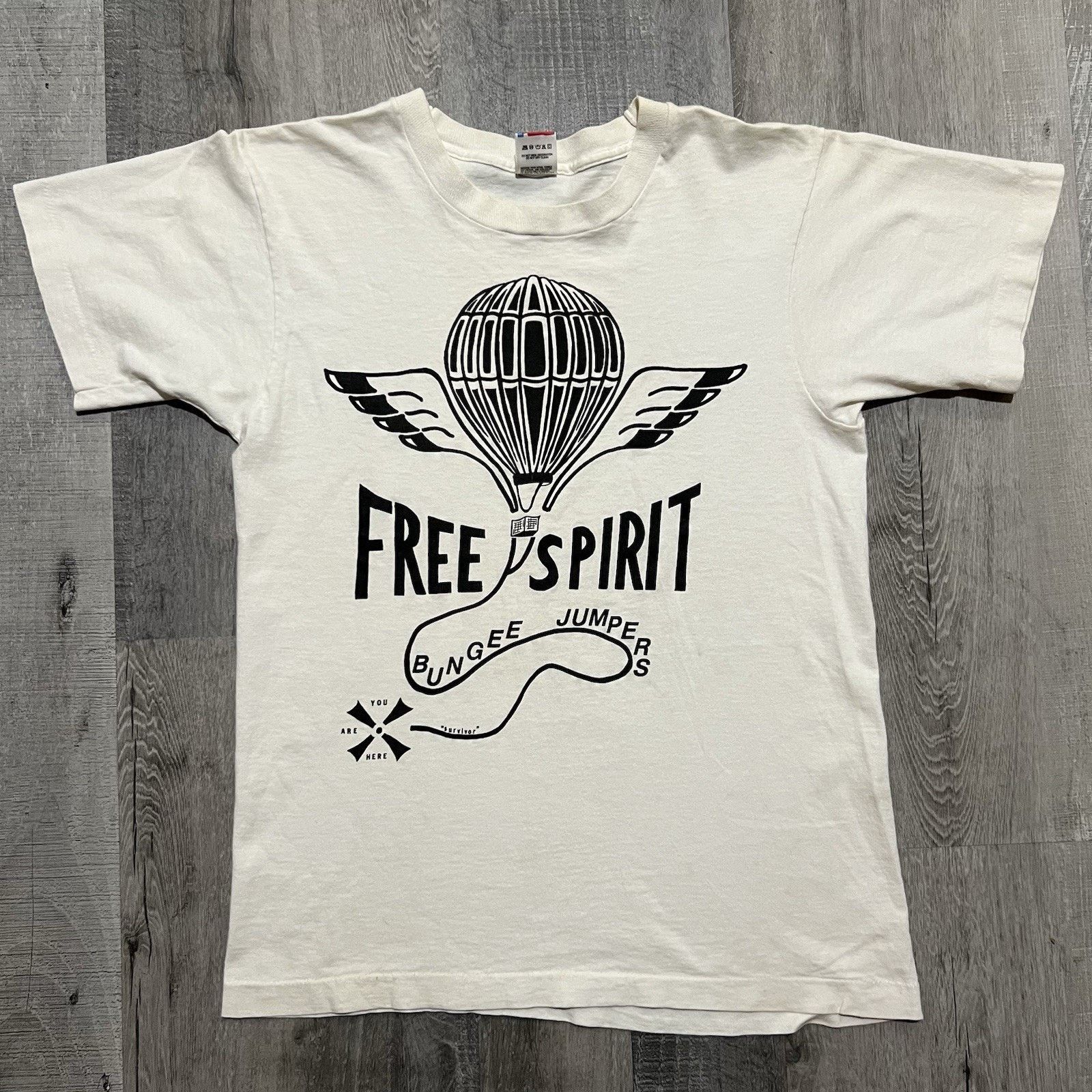 Fruit Of The Loom Free Spirit Bungee Jumpers White 90s Hot Air Balloon T Shirt Size US M / EU 48-50 / 2 - 1 Thumbnail
