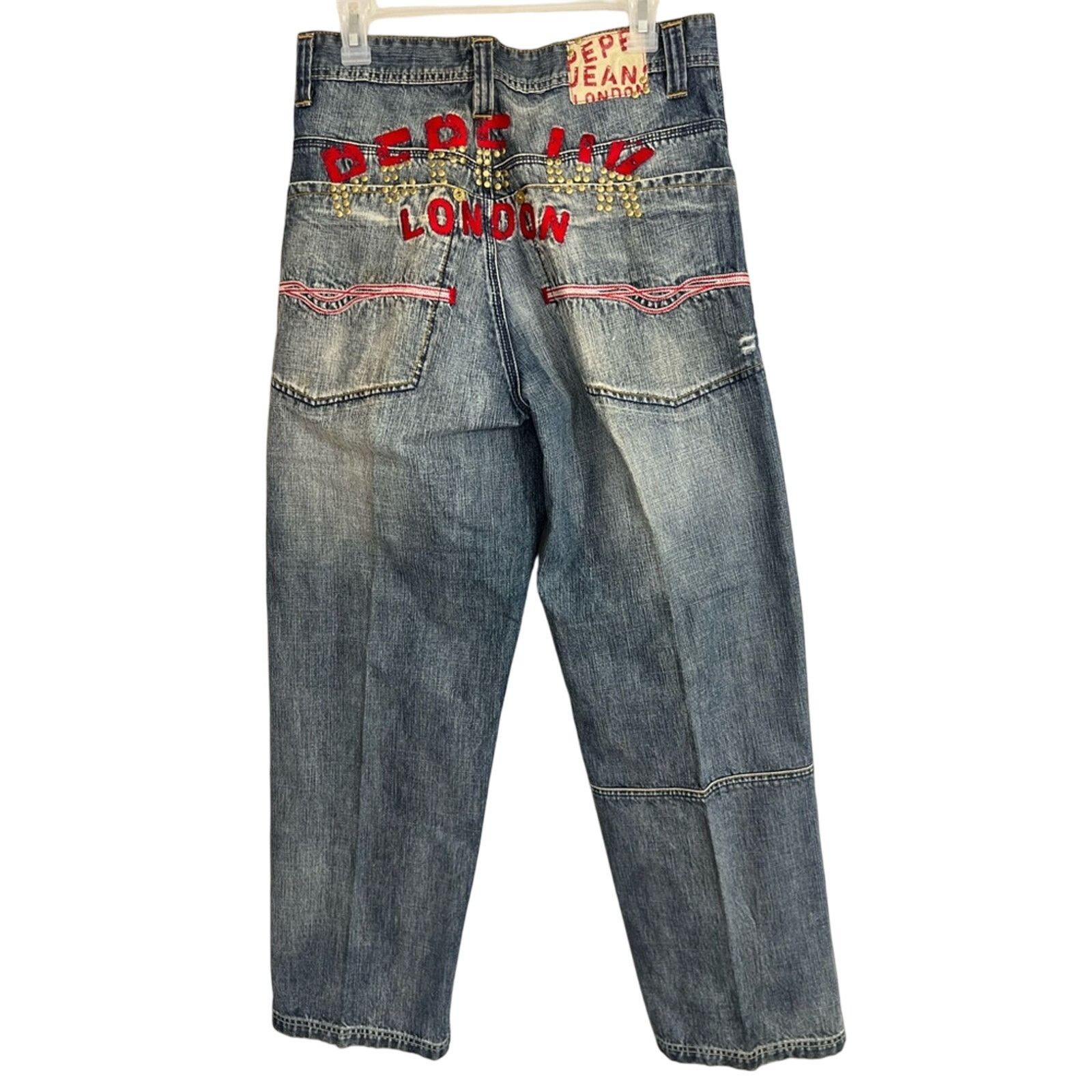 Vintage Pepe Jeans London 32x32 Embroidered Baggy 90’s RARE