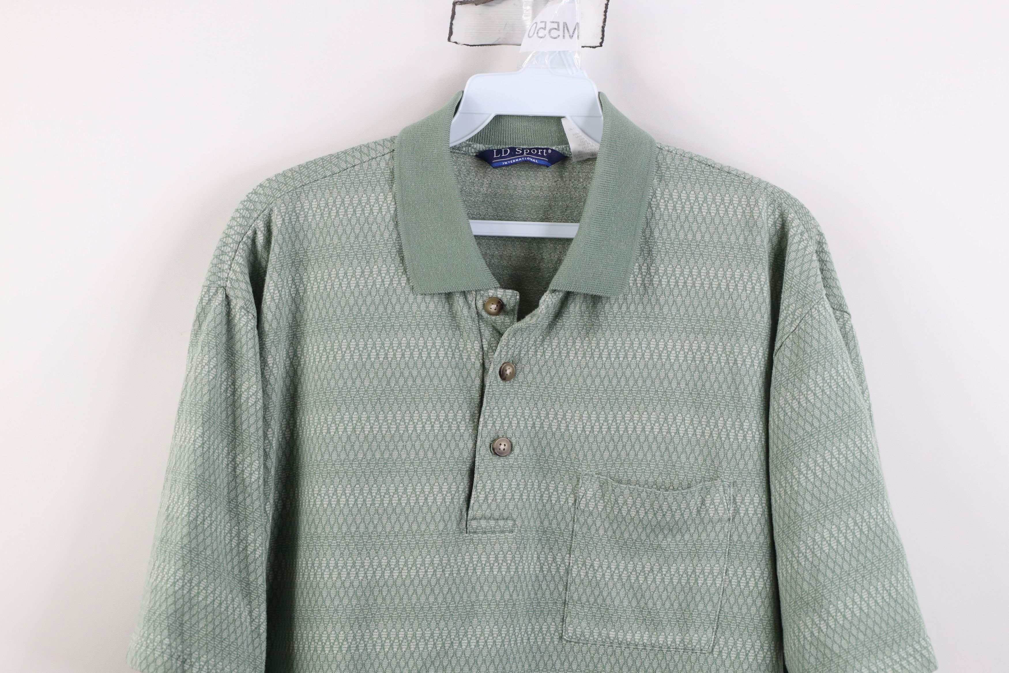 Vintage Vintage 90s Streetwear Striped Diamond Knit Golf Polo Shirt Size US L / EU 52-54 / 3 - 2 Thumbnail