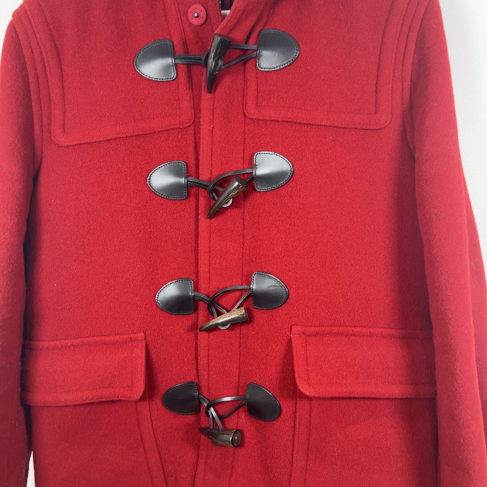 Burberry Burberry Red Wool Hooded Peacoat Size US M / EU 48-50 / 2 - 2 Thumbnail