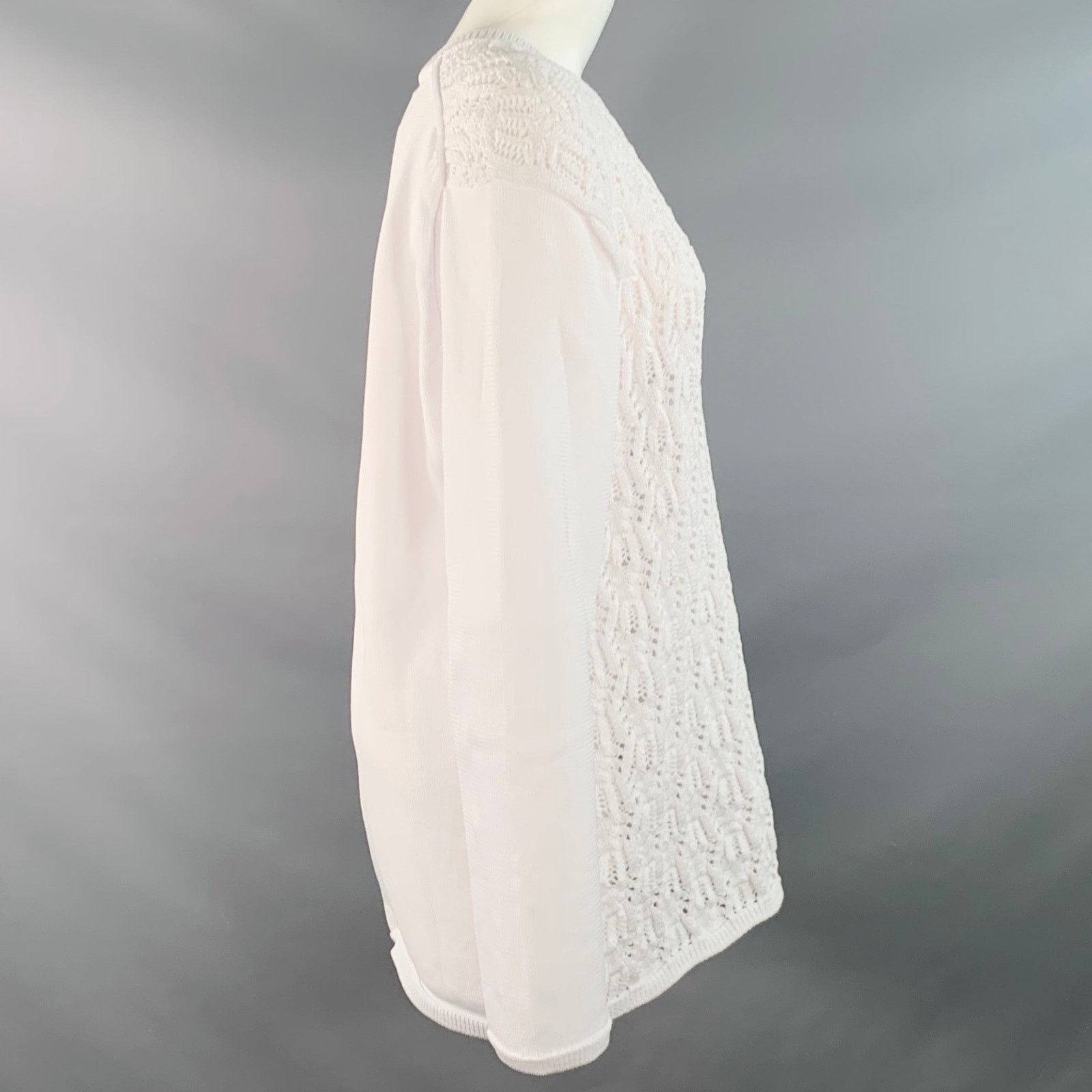 Comme des Garcons 2022 Size M White Cable Knit Polyester Crew Neck Sweater Size M / US 6-8 / IT 42-44 - 3 Thumbnail
