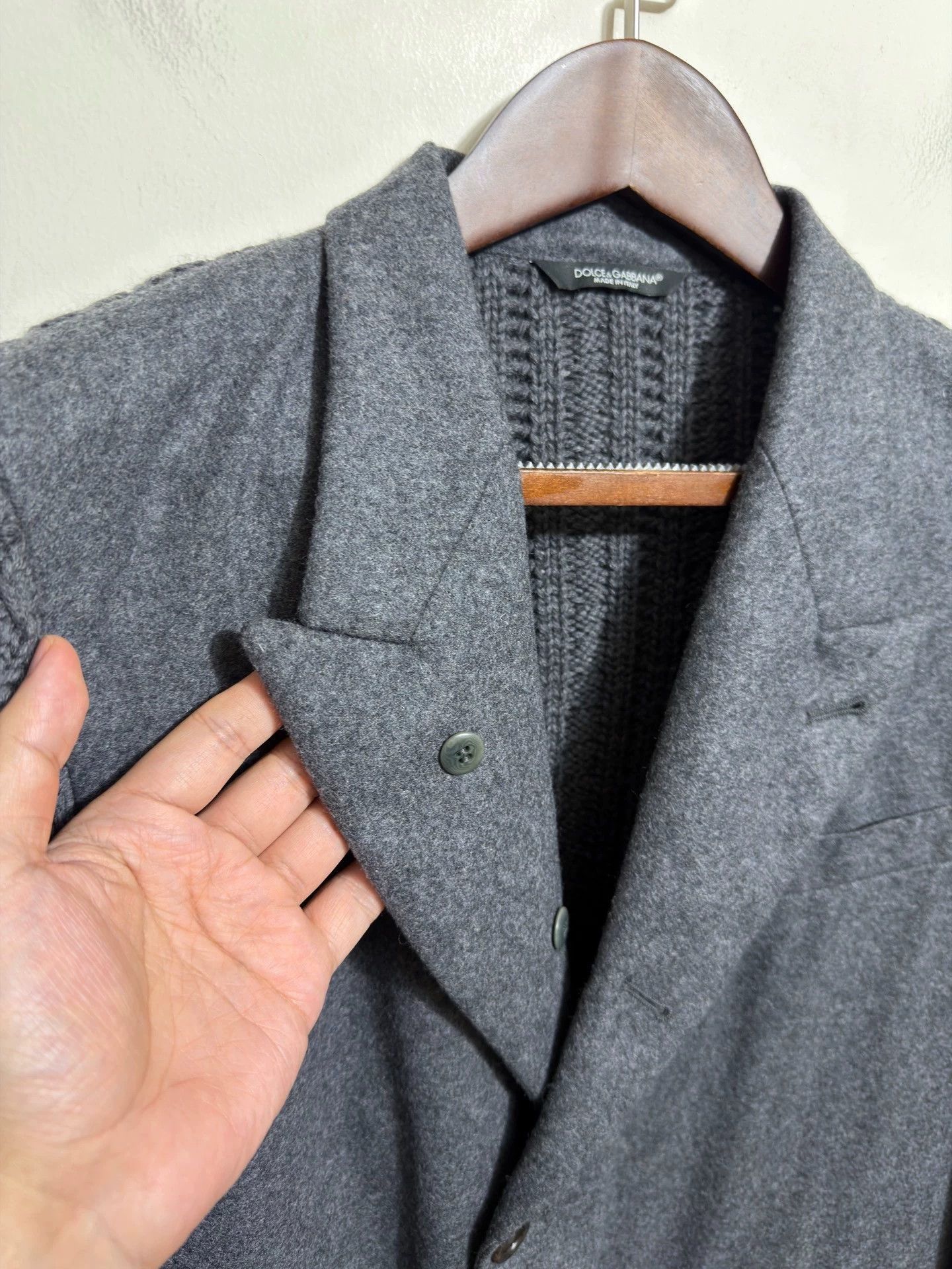 Dolce & Gabbana Gray Cable Knit Sleeve Button-Front Jacket Size US XXS / EU 40 - 3 Thumbnail