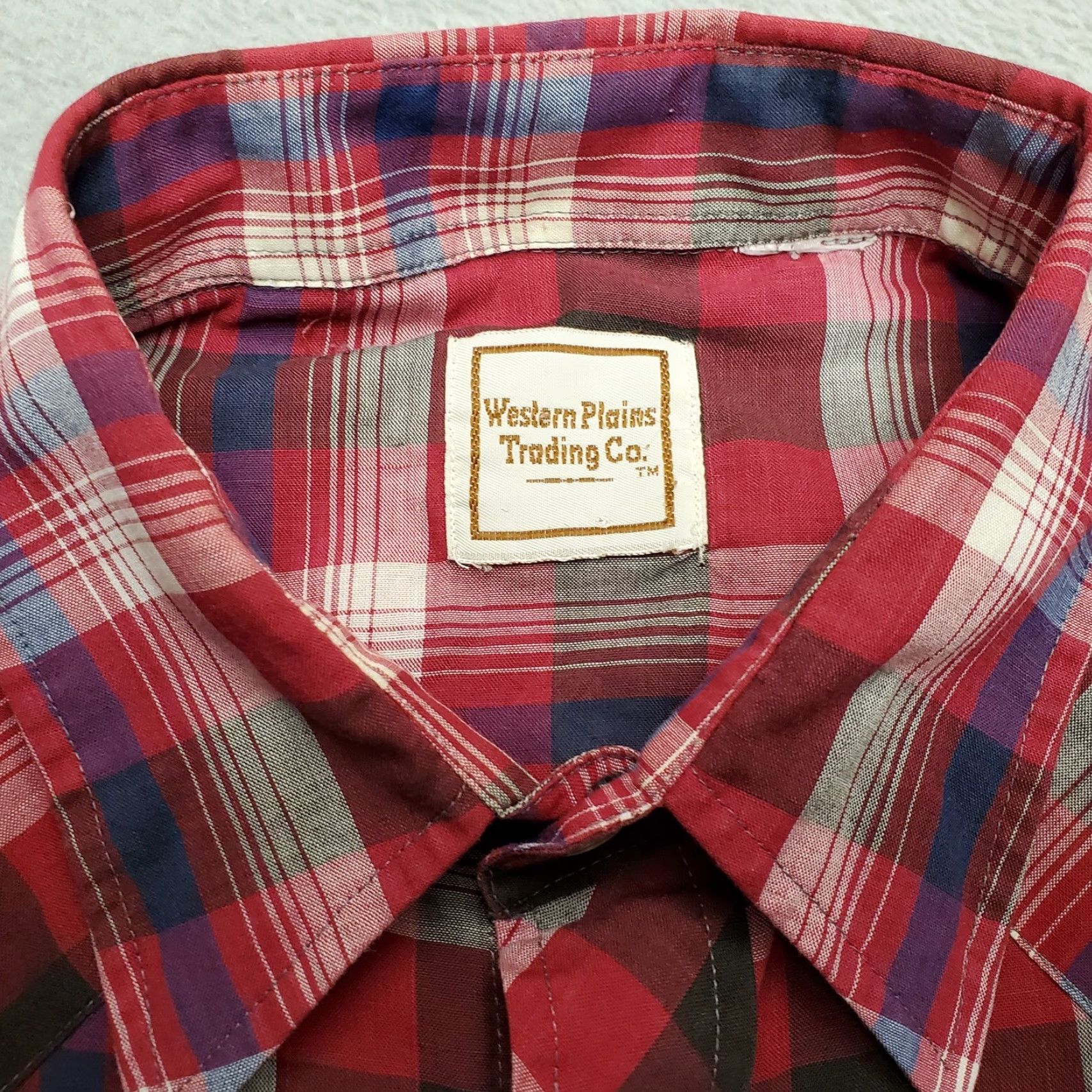 Vintage Western Plains Shirt Mens L Red Blue Plaid Pearl Snap Cowboy Casual Dad Vintage Size US L / EU 52-54 / 3 - 3 Thumbnail