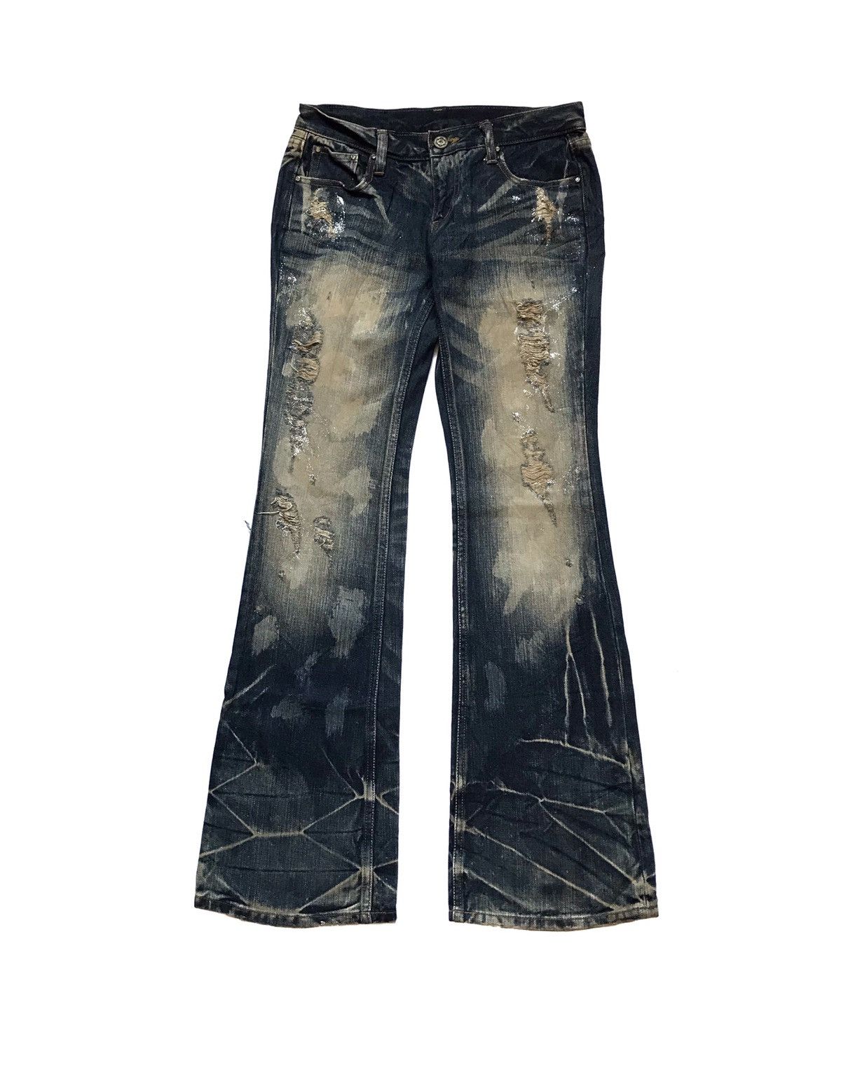 14th Addiction ERZAM FLARE DISTRESSED JEANS Size 28" / US 6 / IT 42 - 1 Thumbnail