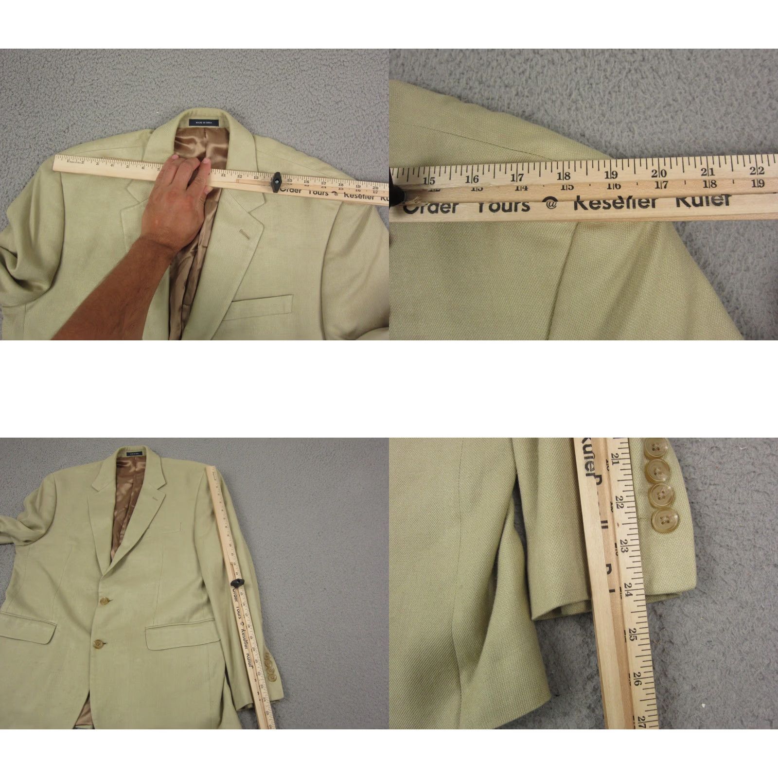 Ralph Lauren Ralph Lauren Jacket Blazer Mens 42 R Beige Silk Blazer Notch Lapel Single-Breasted 80s 90s Vintage (Used) Size 42R - 9 Thumbnail