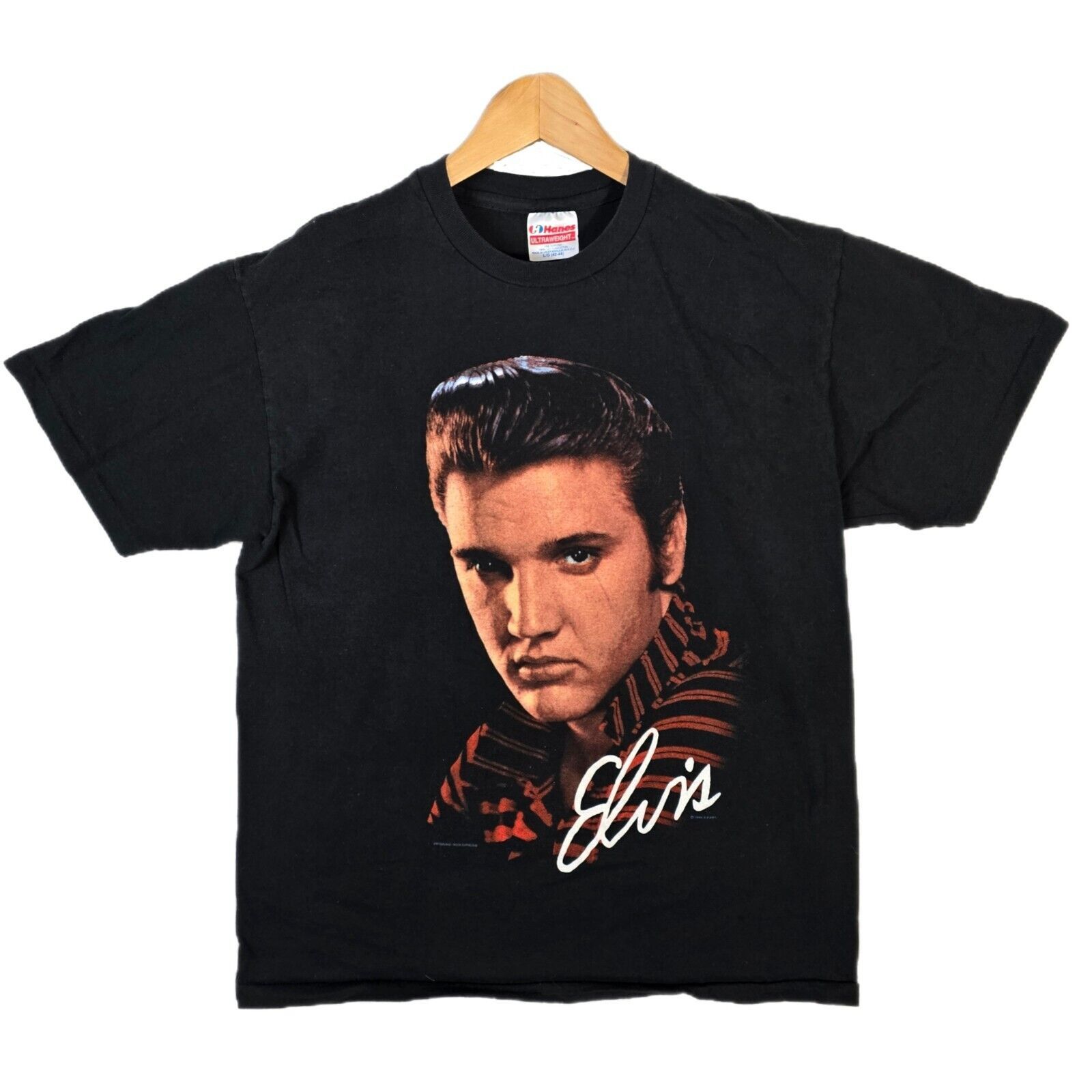 Hanes Vintage 1990 Elvis Presley Black Large Print Men's L T-Shirt Size US L / EU 52-54 / 3 - 1 Thumbnail
