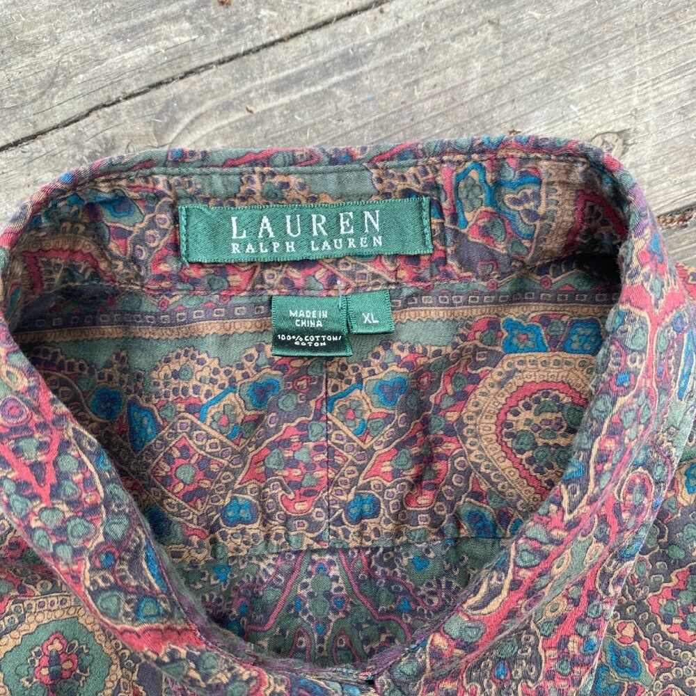 Ralph Lauren Vintage 90s Lauren Ralph Lauren Paisley Shirt XL Floral But Size XL / US 12-14 / IT 48-50 - 2 Thumbnail