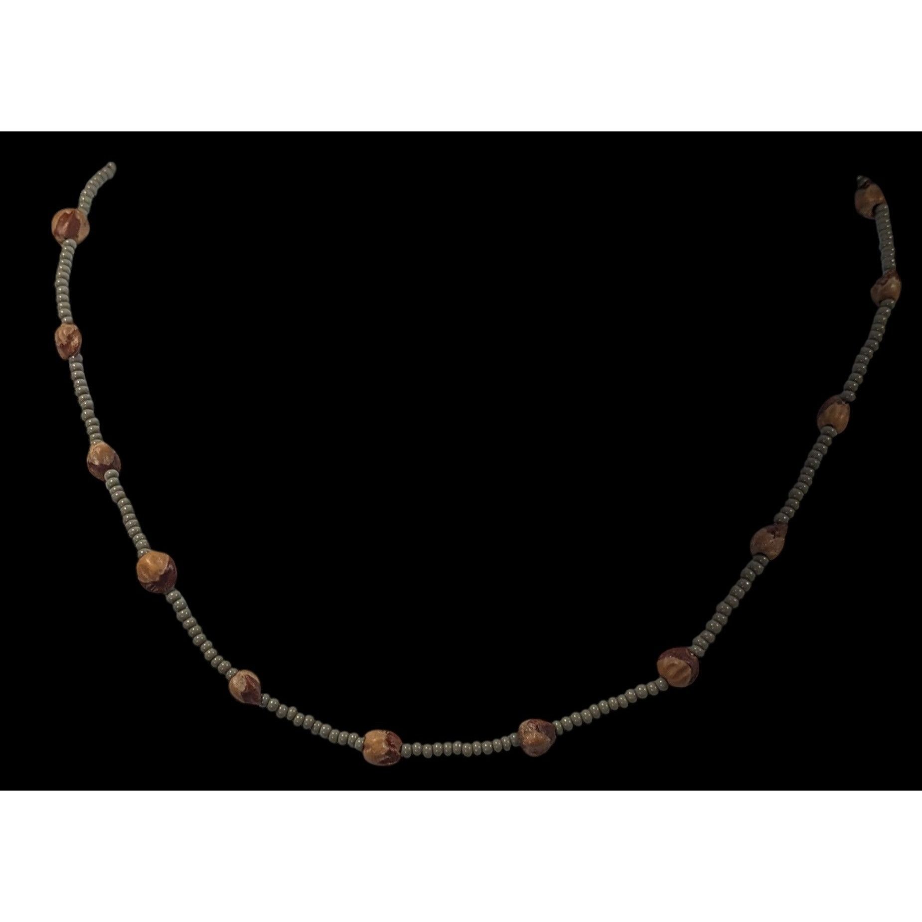 Other Retro Hippie Grey And Brown Glass And Seed Beaded Necklace Size ONE SIZE - 4 Thumbnail