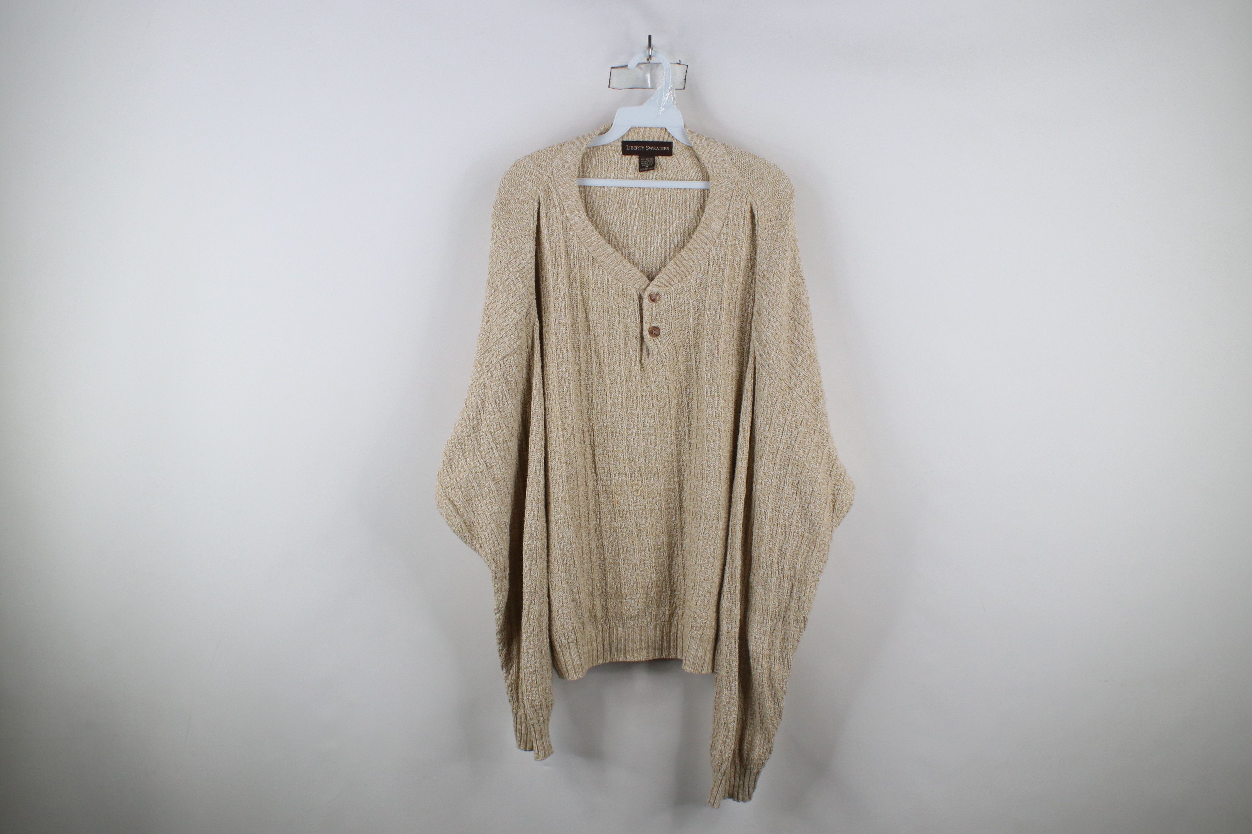 Vintage Vintage 90s Streetwear Ribbed Knit Henley Sweater USA Size US XL / EU 56 / 4 - 1 Thumbnail