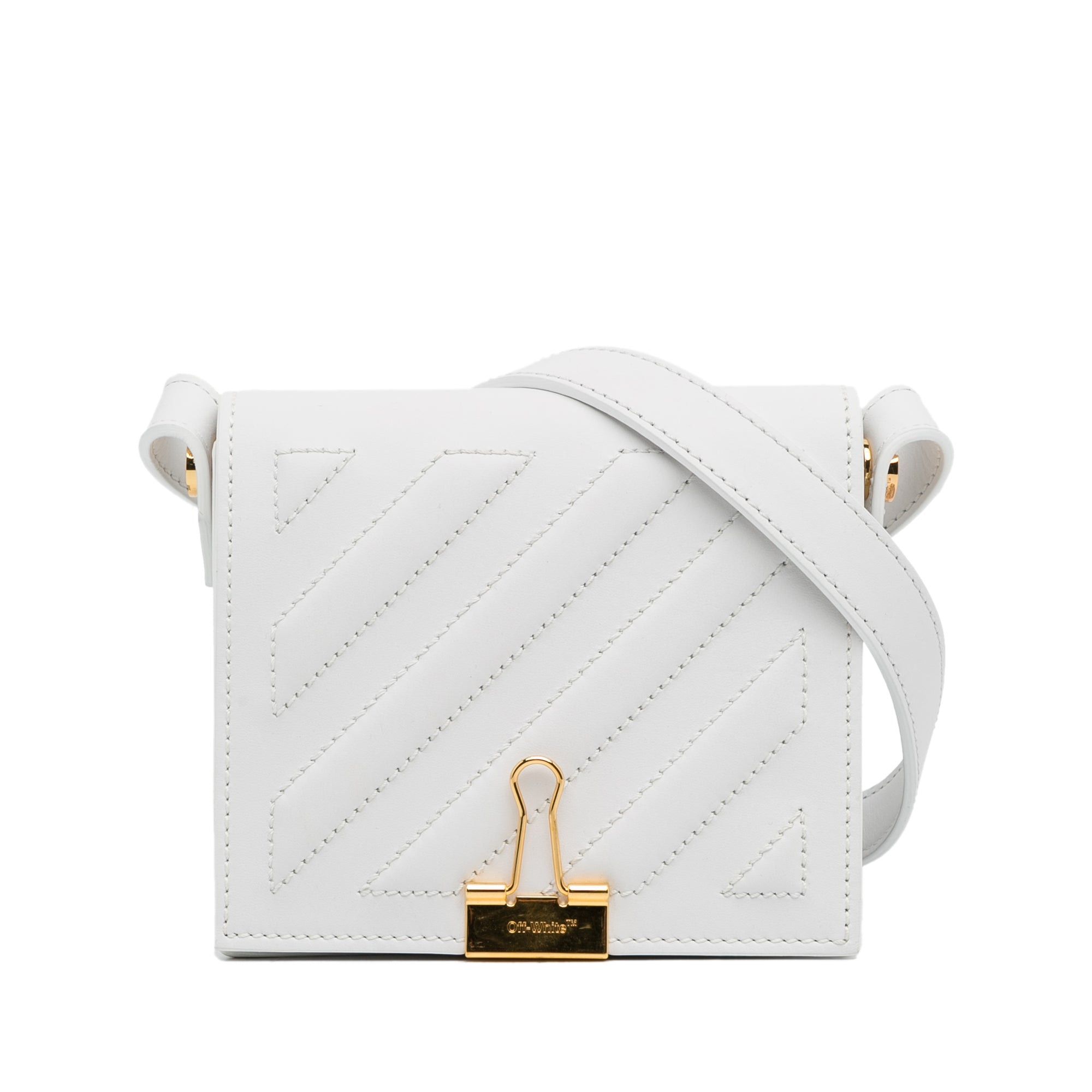 White Off White Binder Clip Crossbody Bag, Women's