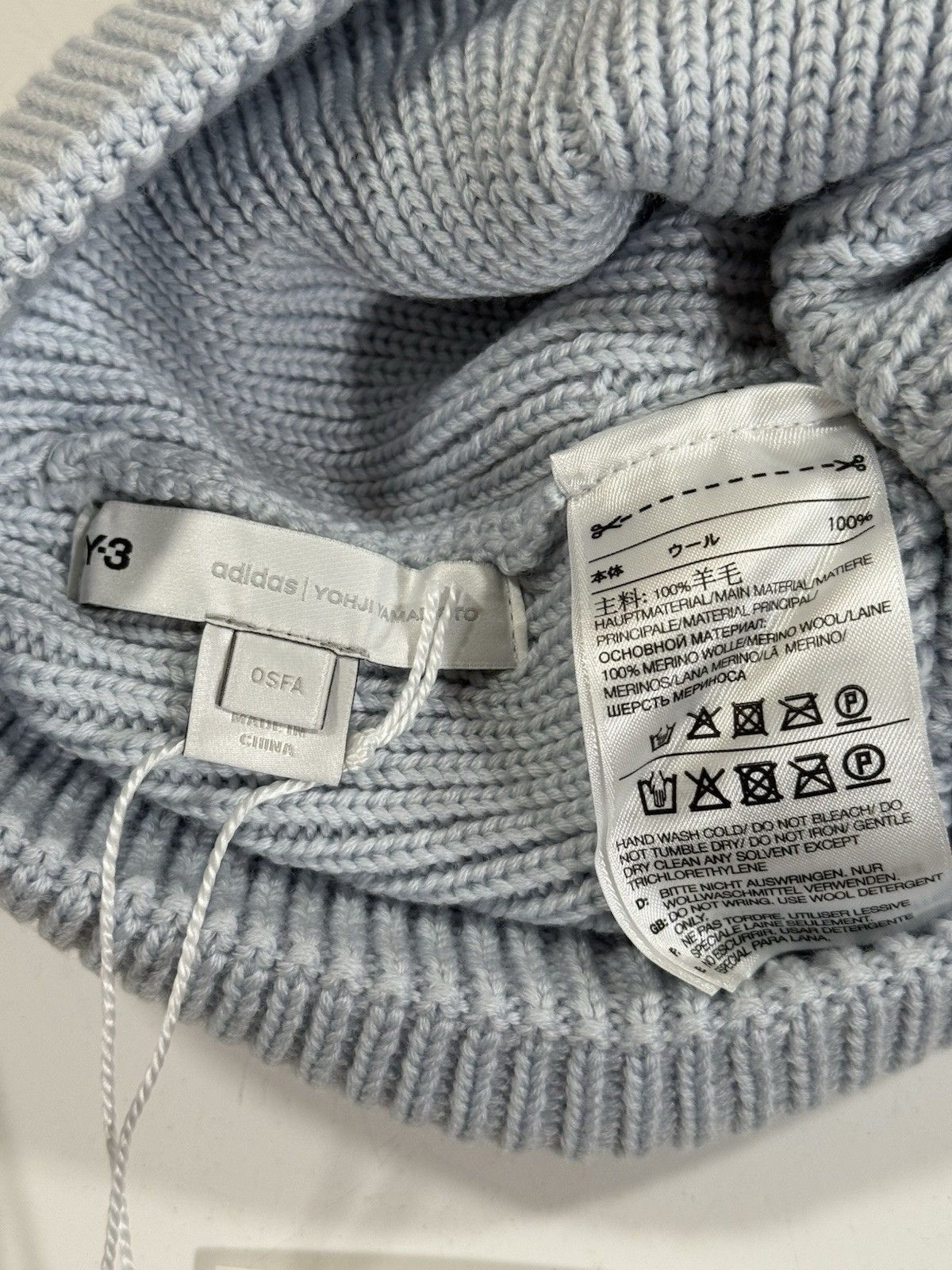 Adidas × Y-3 Y-3 Yohji Yamamoto Beanie Adult Unisex One Size Bluetint NWT Size ONE SIZE - 5 Thumbnail