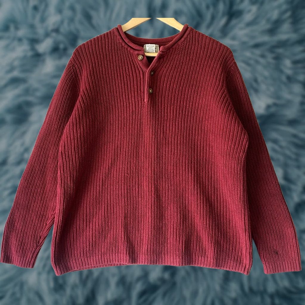 Vintage LL Bean Men’s M Red Cotton Sweater Rib Henley Size US M / EU 48-50 / 2 - 1 Thumbnail