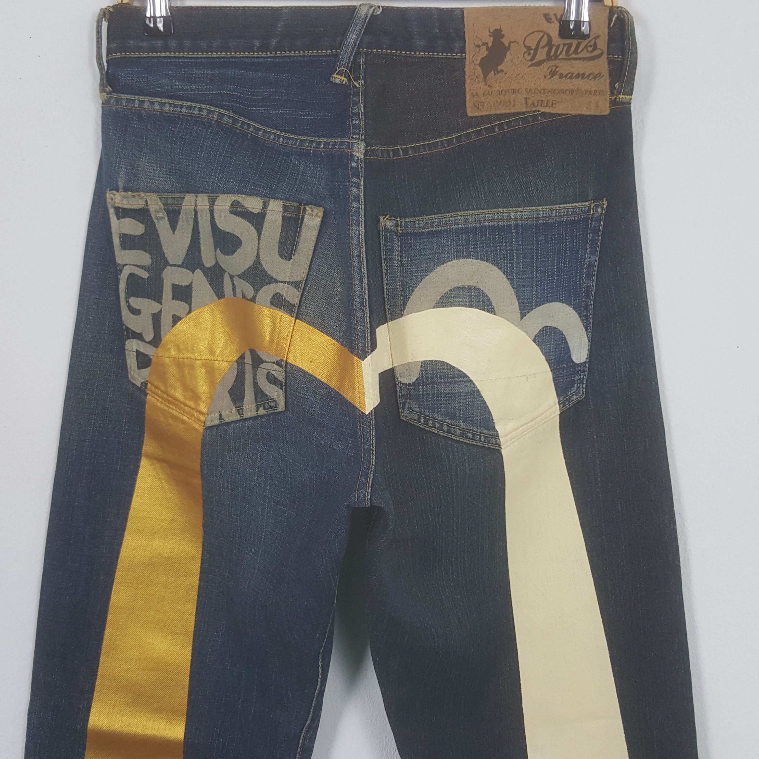 Evisu × Japanese Brand Vintage Evisu Paris Two Tone Custom Diacock Art Denim Jeans Size US 29 - 2 Thumbnail