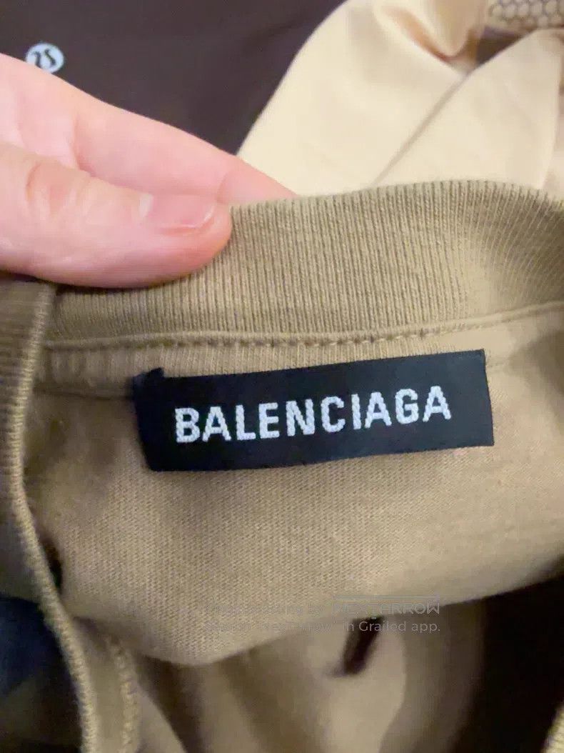 Balenciaga Balenciaga Khaki Letter Logo Short Sleeve T-Shirt Size US XXS / EU 40 - 3 Thumbnail