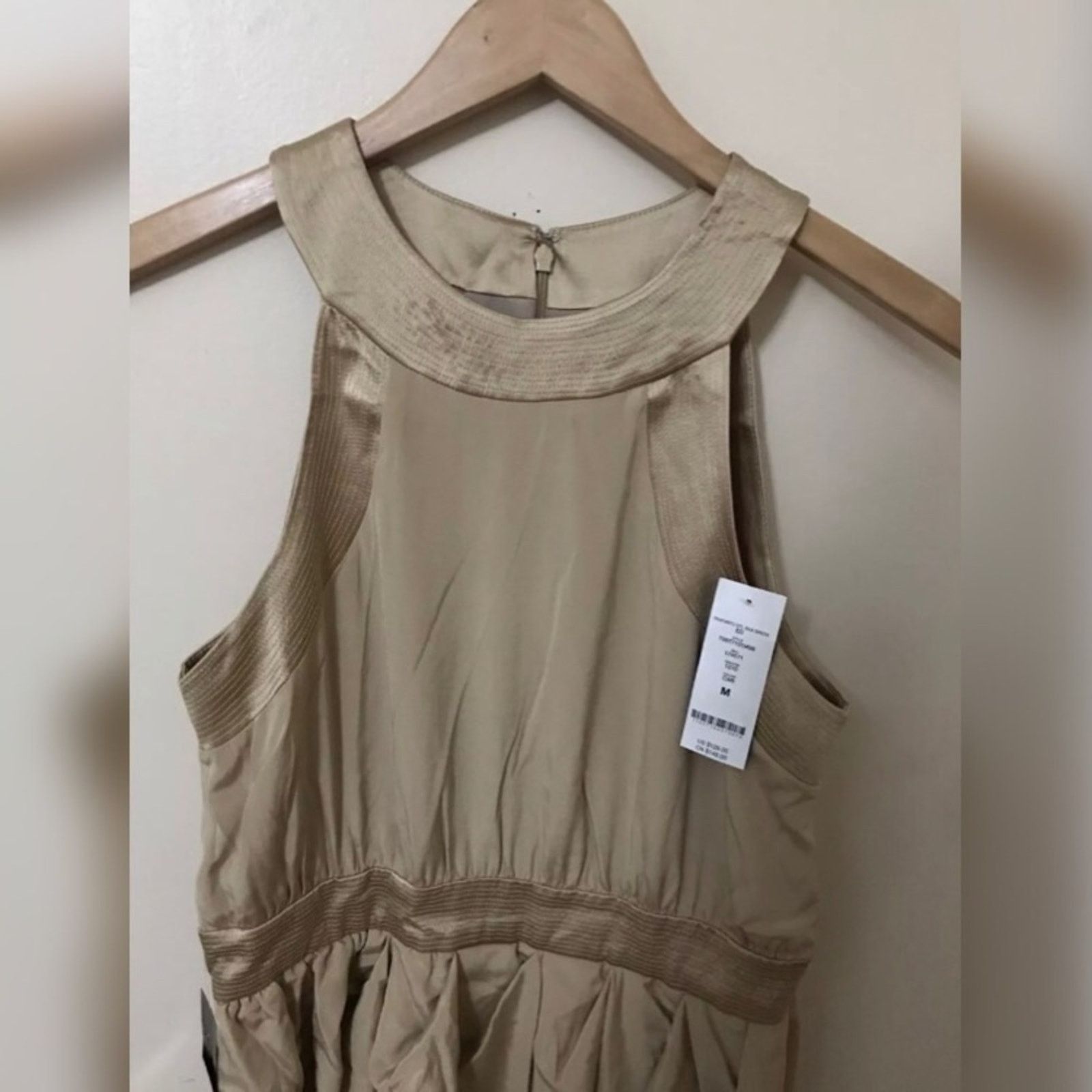 NWT Bebe Caramel Trapunto DTL Silk Formal Dress