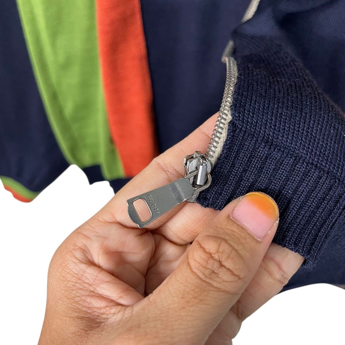 Gucci Gucci Logo-Appliquéd Striped Wool Zip-Up Sweater Jacket Size US L / EU 52-54 / 3 - 17 Thumbnail