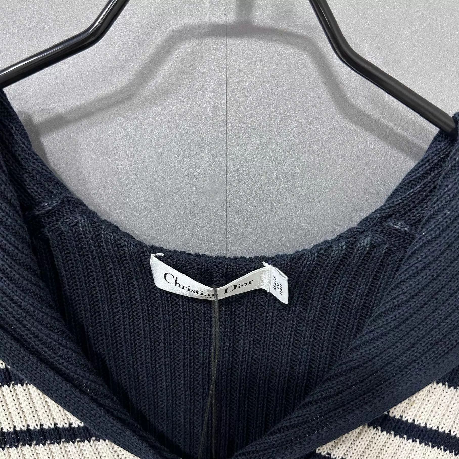 Dior Dior Navy Collar Logo Striped Knit Sweater Size 40 Size M / US 6-8 / IT 42-44 - 4 Thumbnail