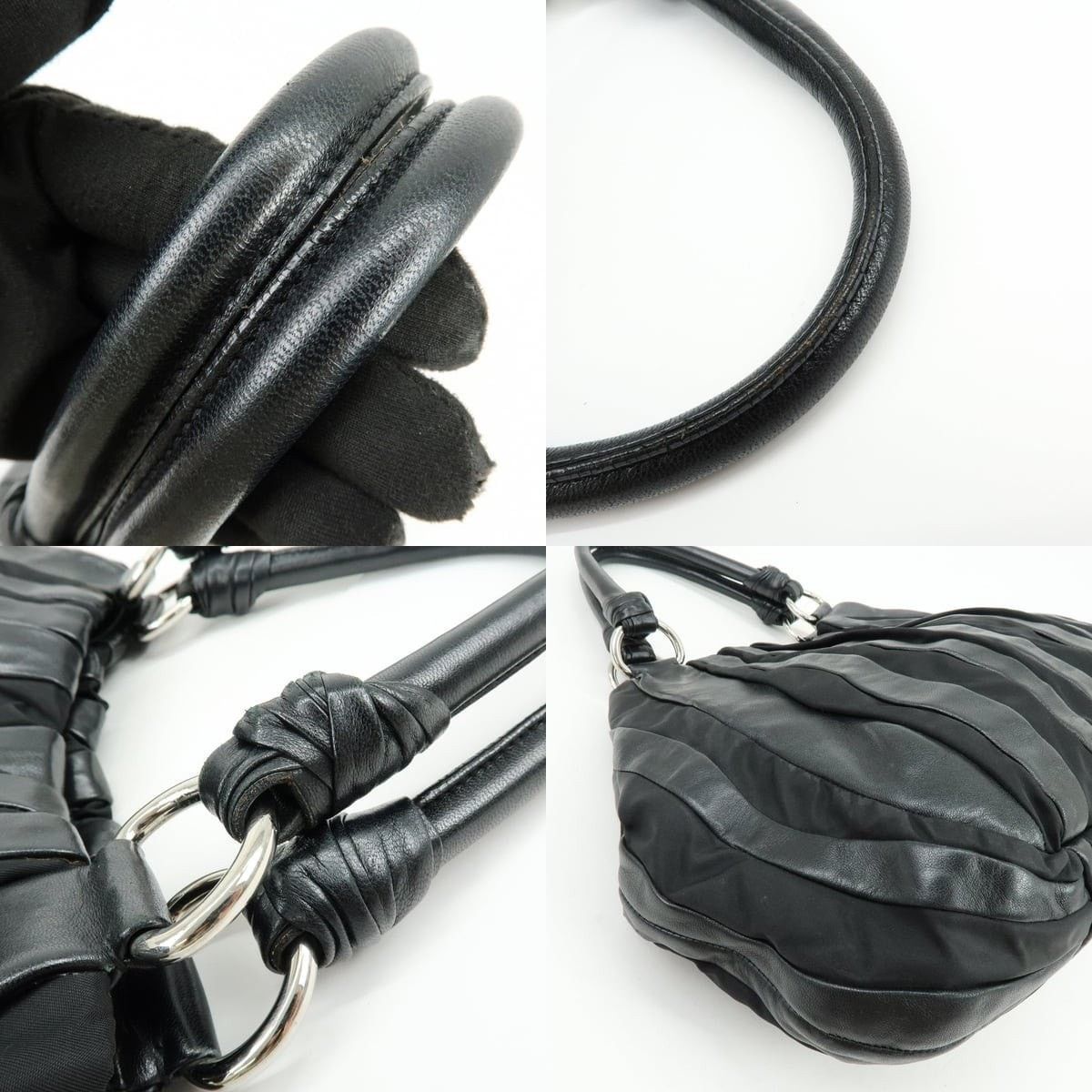 Prada Prada Logo Leather & Nylon Shoulder Bag Black Size ONE SIZE - 4 Thumbnail