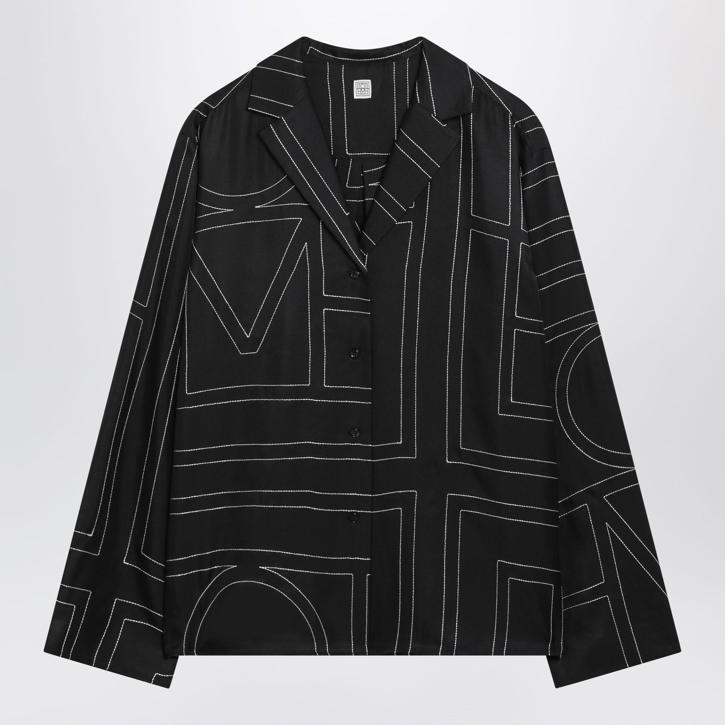 Toteme Toteme Black Monogram Silk Pajama Shirt Size M / US 6-8 / IT 42-44 - 1 Thumbnail