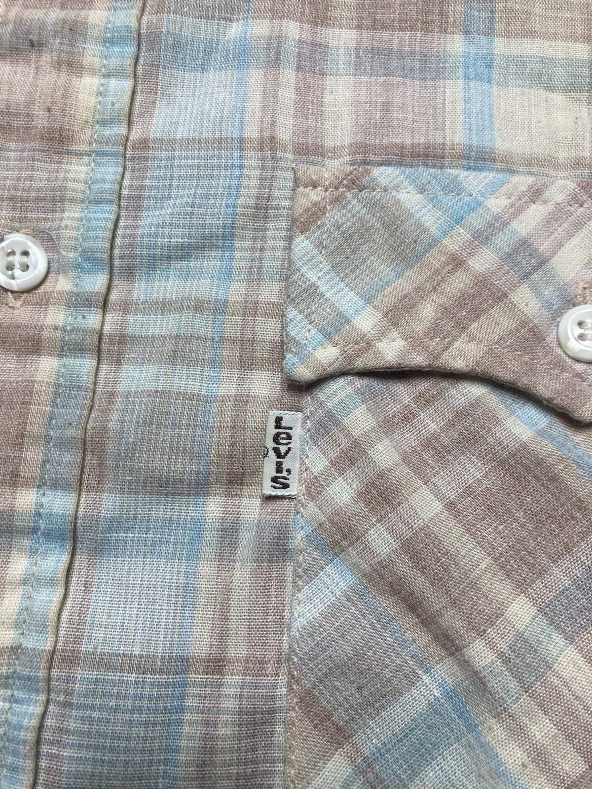 Levi's × Vintage Vintage 70s button shirt Levis white tab plaid lightweight L Size US L / EU 52-54 / 3 - 4 Thumbnail