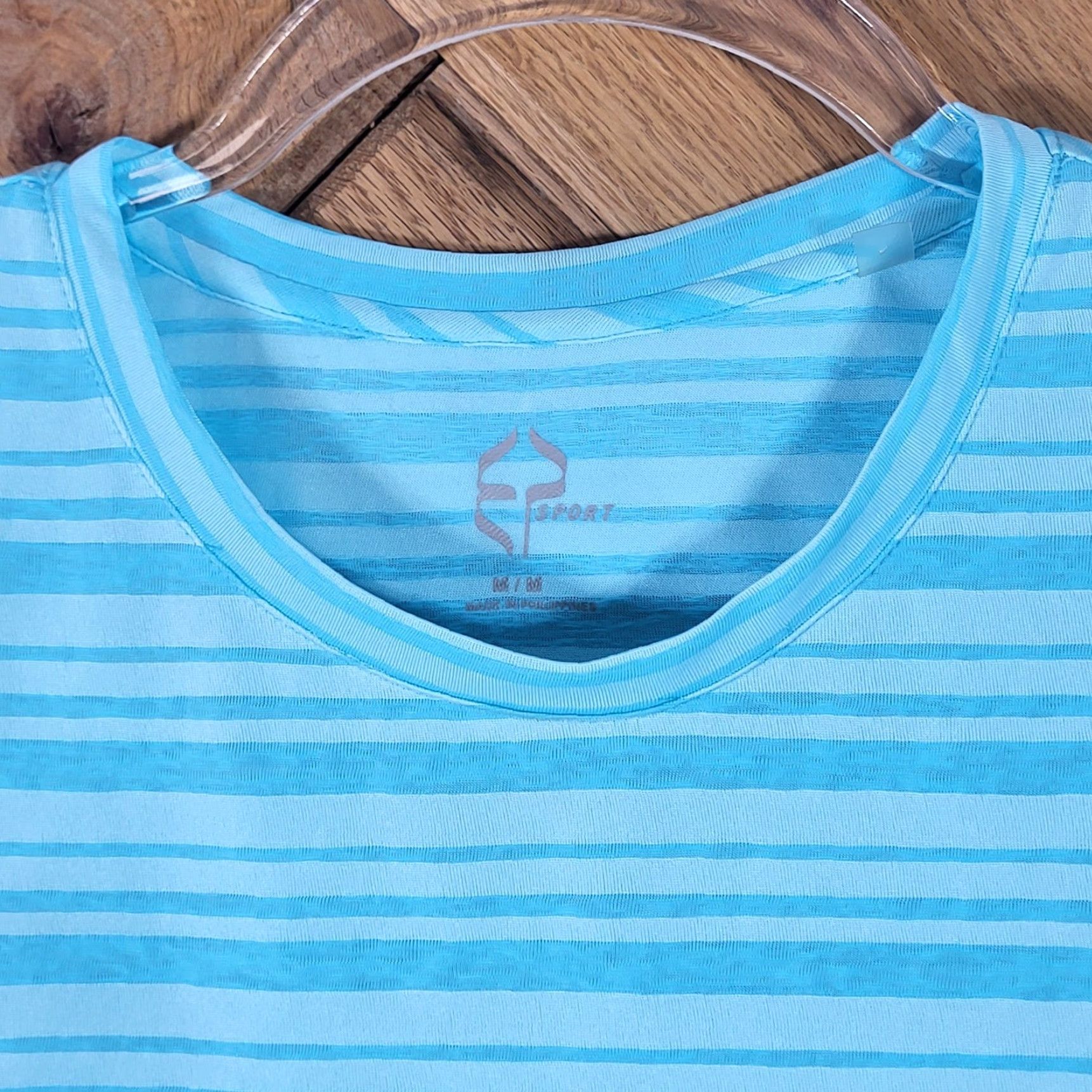 Vintage VINTAGE EP Sport Blue Striped Short Sleeve Activewear Shirt M Wrap Back Shirt Women Summer Spring Mens Size M / US 6-8 / IT 42-44 - 2 Thumbnail