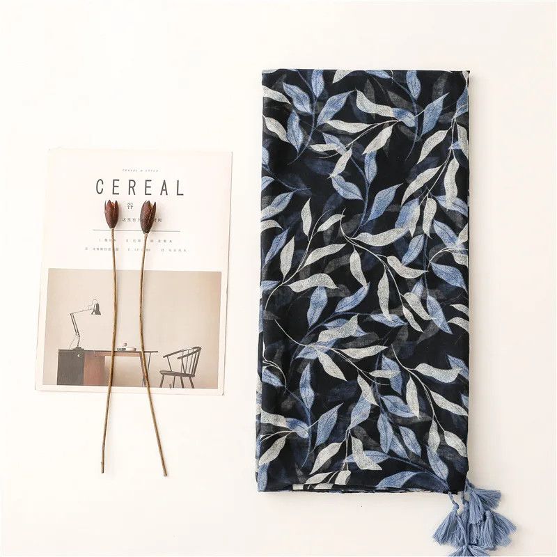 Japanese Brand × Vintage Floral Thin Tassel Viscose Shawl Scarf Lady Size ONE SIZE - 2 Thumbnail
